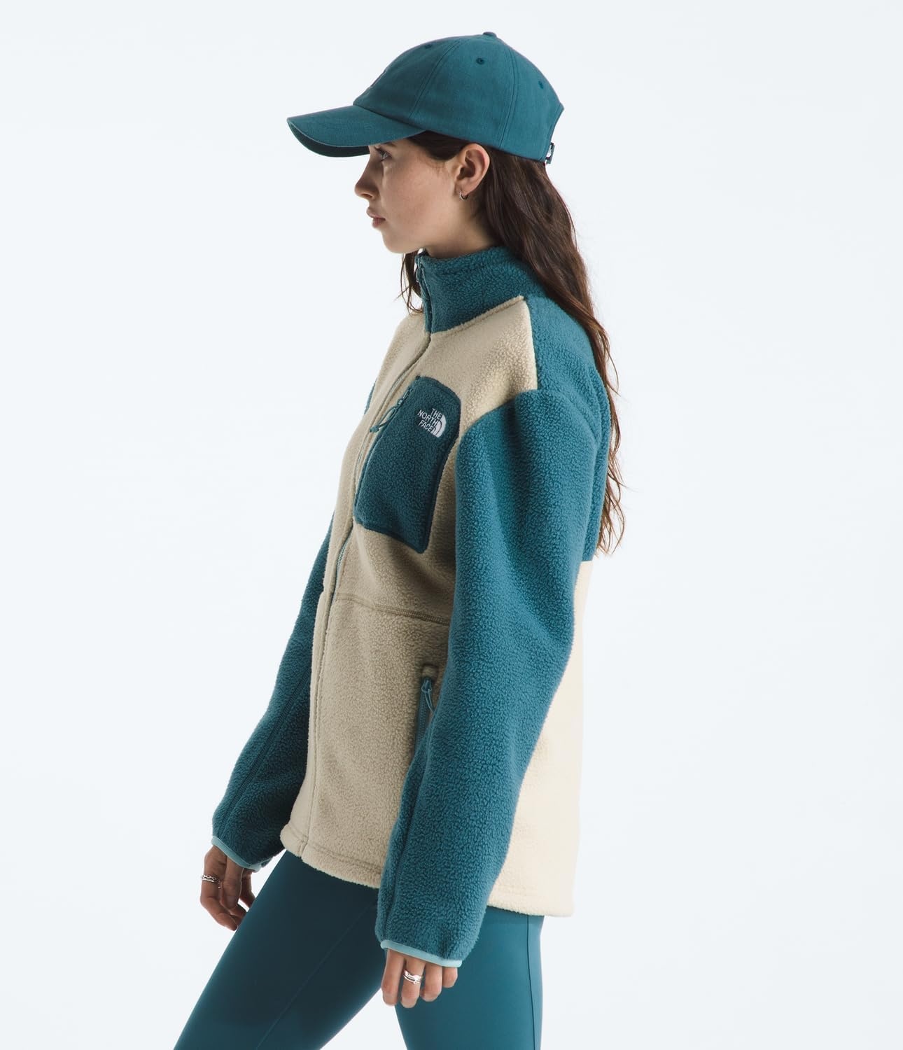 image:imageTHE NORTH FACE Womens Yumiori Full Zip Jacket Lightweight Fleece Coat With Embroidered Logo Zip PocketsGravelSpaceBlue Eclipse