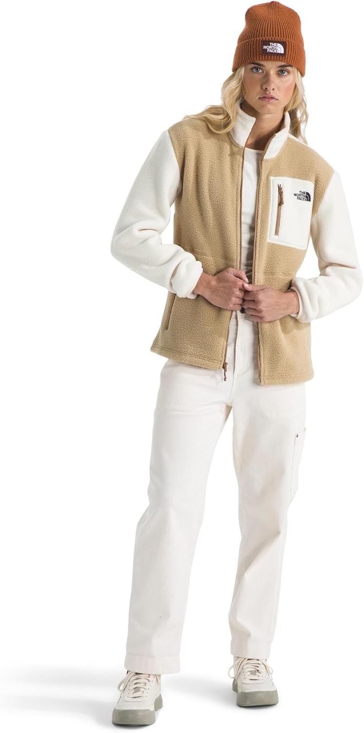 image:imageTHE NORTH FACE Womens Yumiori Full Zip Jacket Lightweight Fleece Coat With Embroidered Logo Zip PocketsKhaki StoneWhite DuneUtility Brown