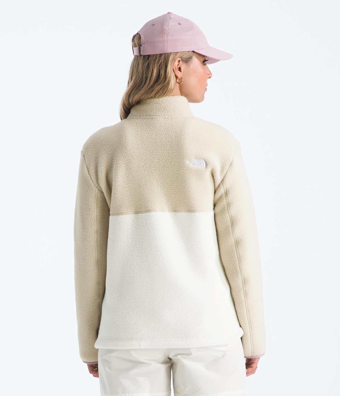 image:imageTHE NORTH FACE Womens Yumiori Full Zip Jacket Lightweight Fleece Coat With Embroidered Logo Zip PocketsWhite DuneDesert StoneMetal Pink