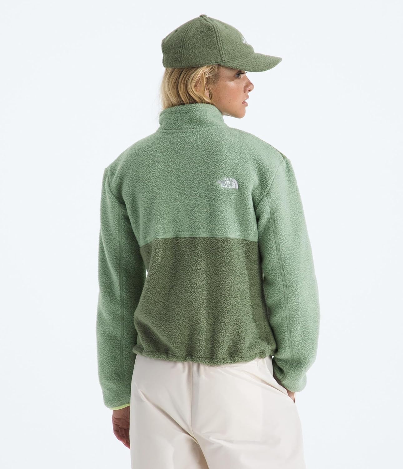 image:imageTHE NORTH FACE Womens Yumiori Quarter Zip Jacket Lightweight Fleece Coat With Embroidered Logo Secure Zip Chest PocketBark MistSlate MossAstro Lime