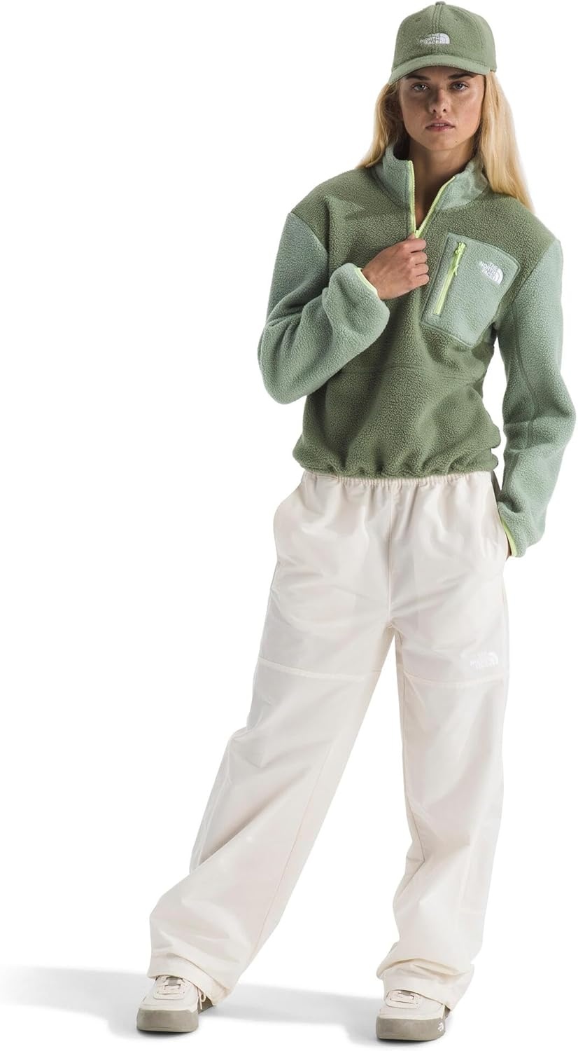 image:imageTHE NORTH FACE Womens Yumiori Quarter Zip Jacket Lightweight Fleece Coat With Embroidered Logo Secure Zip Chest PocketBark MistSlate MossAstro Lime