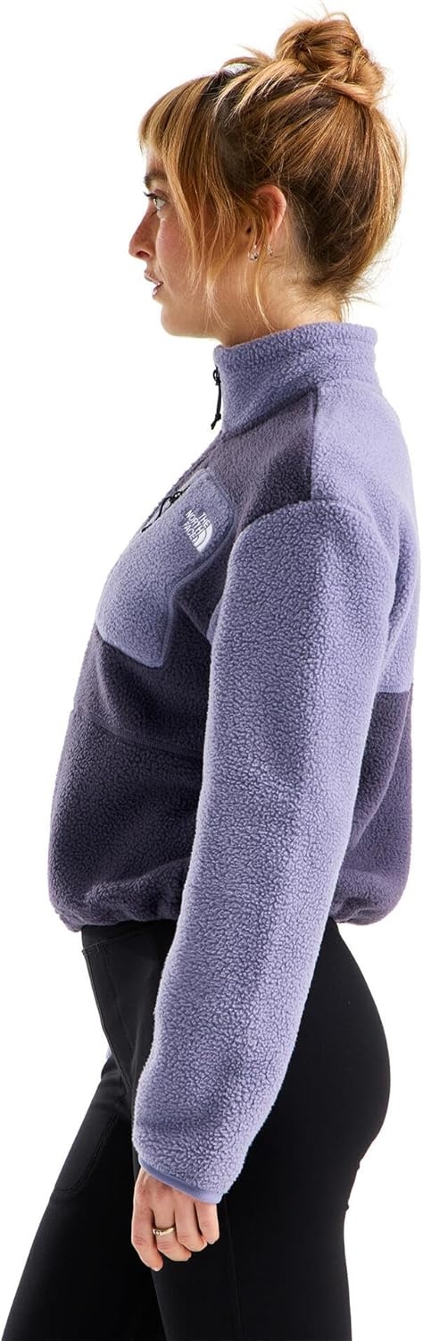 image:imageTHE NORTH FACE Womens Yumiori Quarter Zip Jacket Lightweight Fleece Coat With Embroidered Logo Secure Zip Chest PocketEndless DuskGrounded Plum