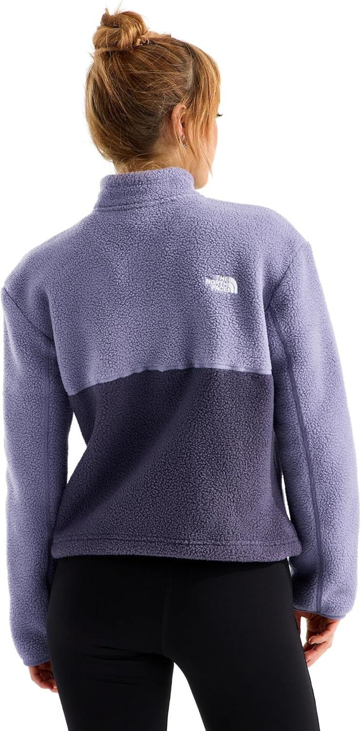 image:imageTHE NORTH FACE Womens Yumiori Quarter Zip Jacket Lightweight Fleece Coat With Embroidered Logo Secure Zip Chest PocketEndless DuskGrounded Plum
