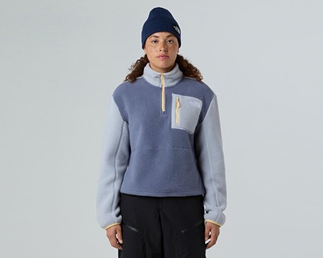 image:imageTHE NORTH FACE Womens Yumiori Quarter Zip Jacket Lightweight Fleece Coat With Embroidered Logo Secure Zip Chest PocketTwilight GalaxyBlue FlaxMineral Salt