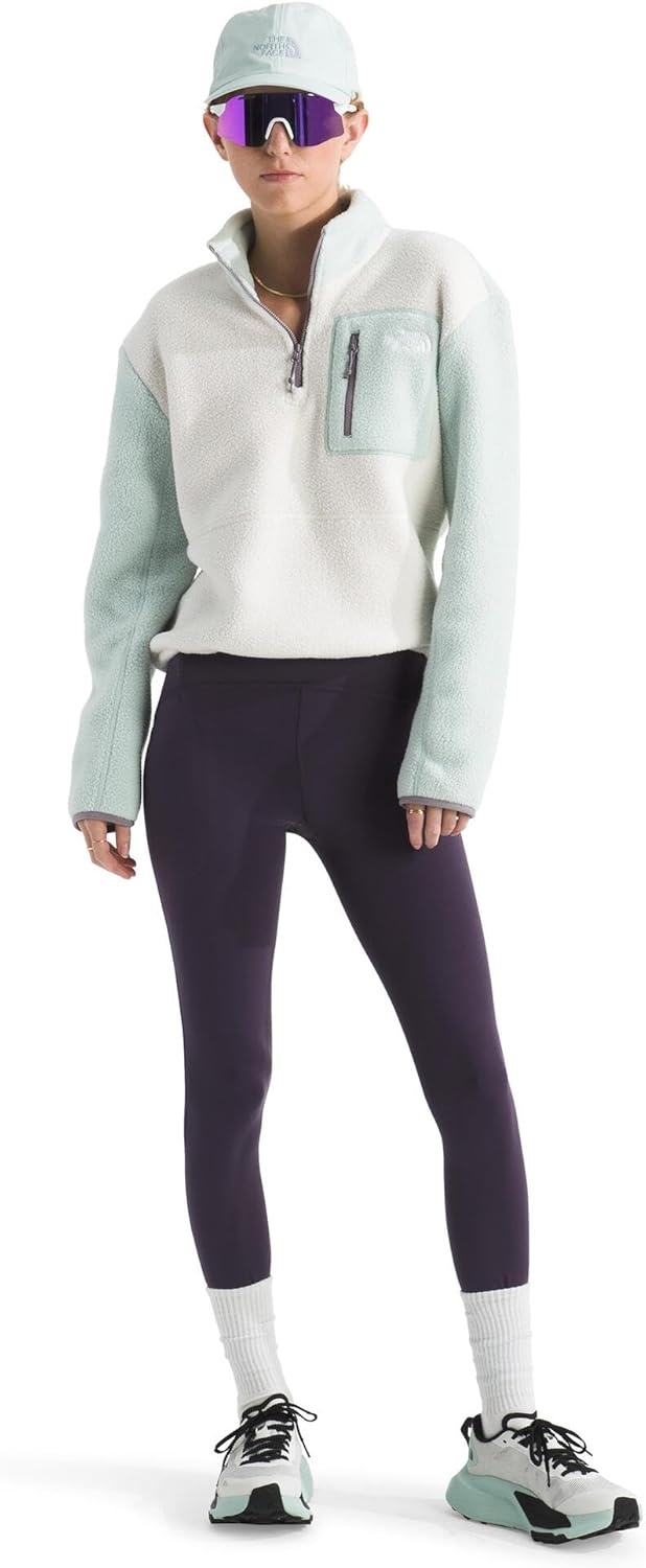image:imageTHE NORTH FACE Womens Yumiori Quarter Zip Jacket Lightweight Fleece Coat With Embroidered Logo Secure Zip Chest PocketWhite DuneOpal FrostTranscendent Grey