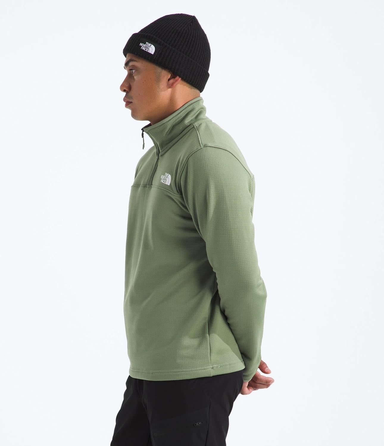 image:imageTHE NORTH FACE mens Cedar Trail Grid Fleece Quarter Zip Jacket Cold Weather Top With Durable Reinforced BindingsBark Mist