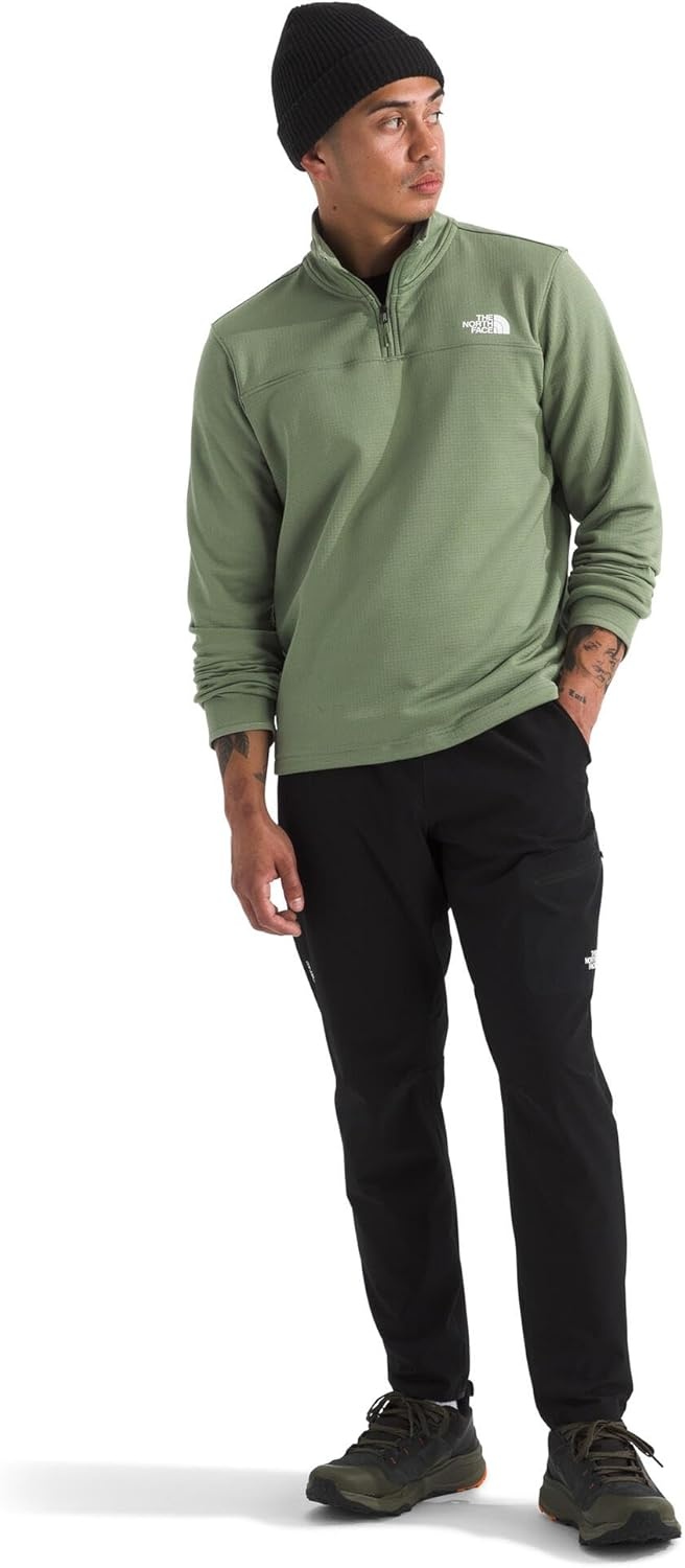 image:imageTHE NORTH FACE mens Cedar Trail Grid Fleece Quarter Zip Jacket Cold Weather Top With Durable Reinforced BindingsBark Mist