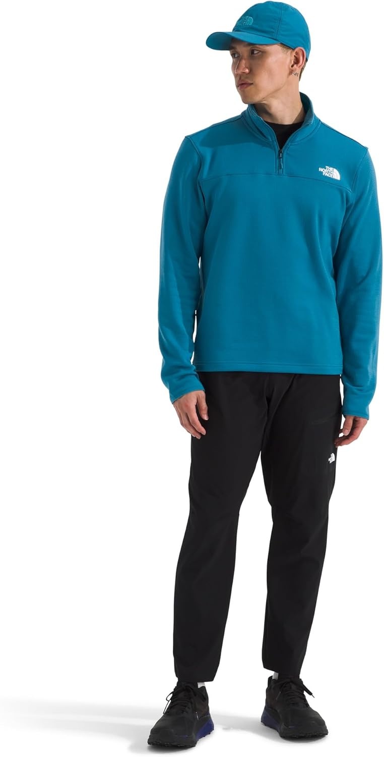 image:imageTHE NORTH FACE mens Cedar Trail Grid Fleece Quarter Zip Jacket Cold Weather Top With Durable Reinforced BindingsDusk Blue