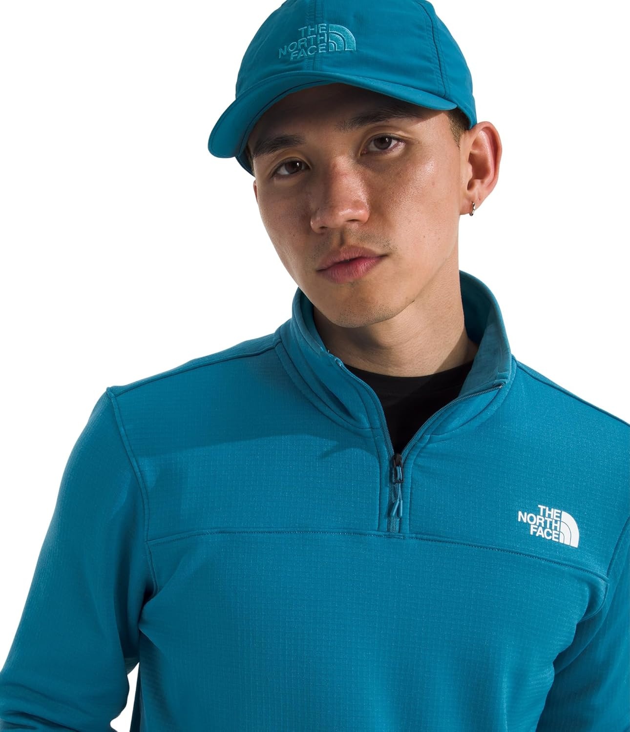 image:imageTHE NORTH FACE mens Cedar Trail Grid Fleece Quarter Zip Jacket Cold Weather Top With Durable Reinforced BindingsDusk Blue