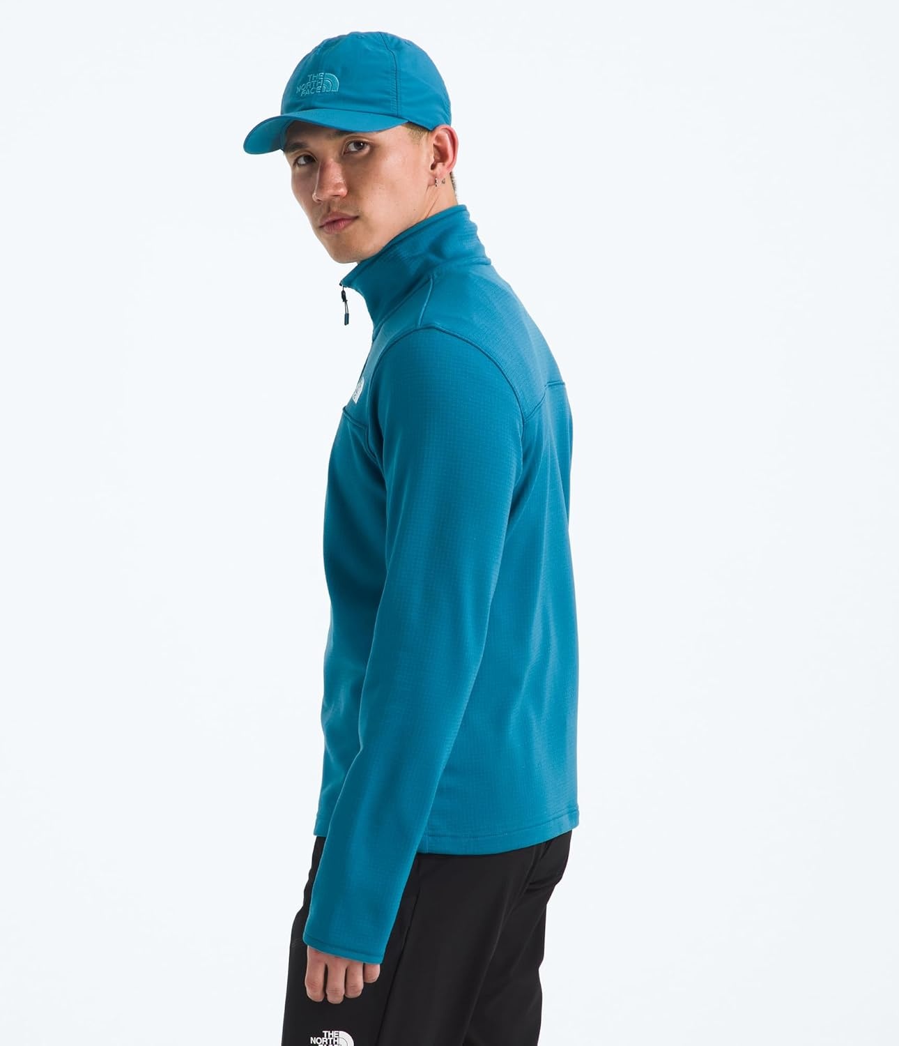 image:imageTHE NORTH FACE mens Cedar Trail Grid Fleece Quarter Zip Jacket Cold Weather Top With Durable Reinforced BindingsDusk Blue