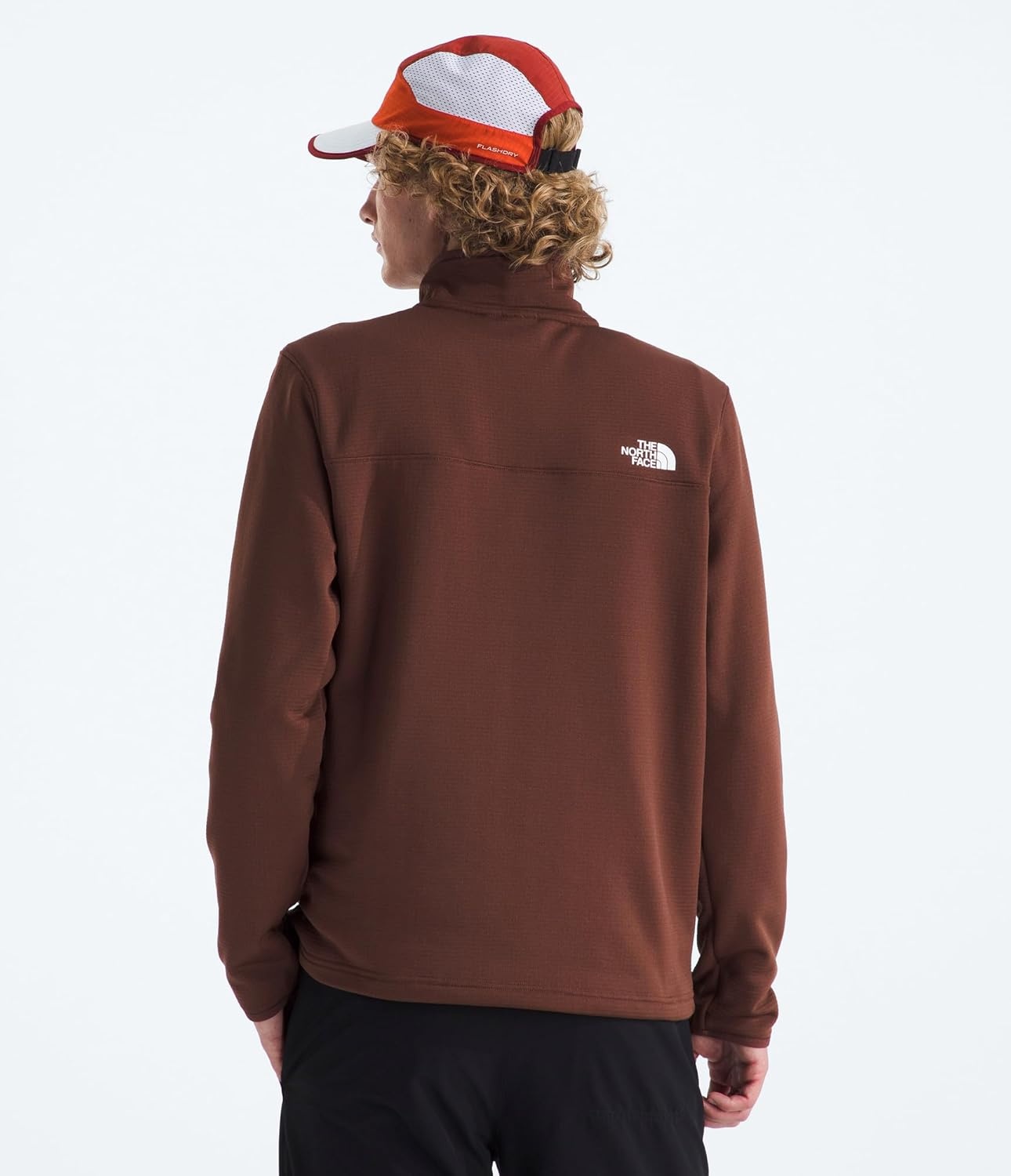 image:imageTHE NORTH FACE mens Cedar Trail Grid Fleece Quarter Zip Jacket Cold Weather Top With Durable Reinforced BindingsEmber Soil
