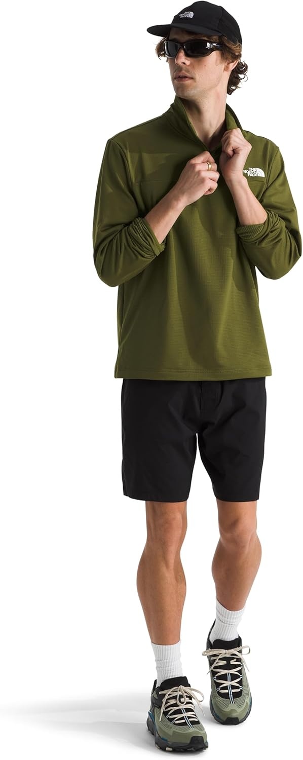 image:imageTHE NORTH FACE mens Cedar Trail Grid Fleece Quarter Zip Jacket Cold Weather Top With Durable Reinforced BindingsForest Olive