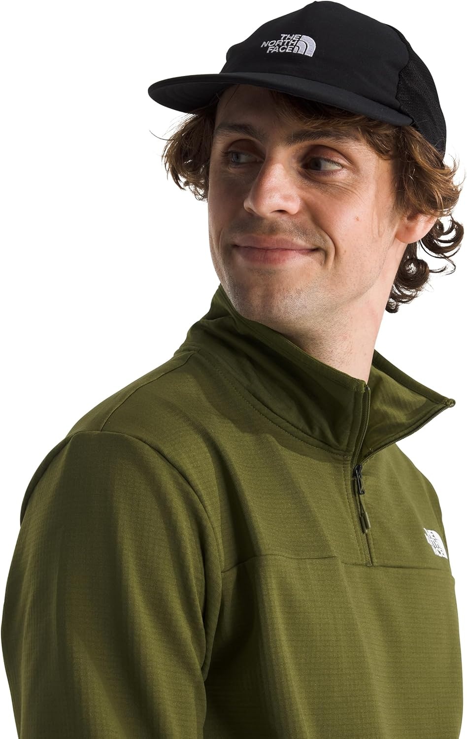 image:imageTHE NORTH FACE mens Cedar Trail Grid Fleece Quarter Zip Jacket Cold Weather Top With Durable Reinforced BindingsForest Olive