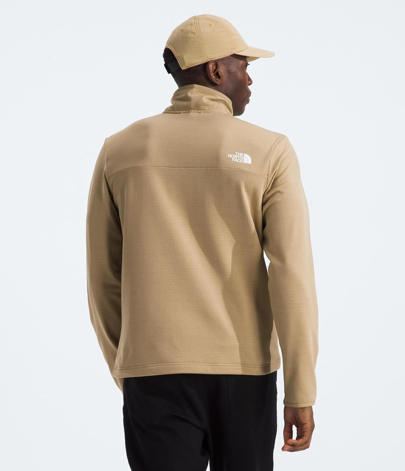 image:imageTHE NORTH FACE mens Cedar Trail Grid Fleece Quarter Zip Jacket Cold Weather Top With Durable Reinforced BindingsKhaki Stone