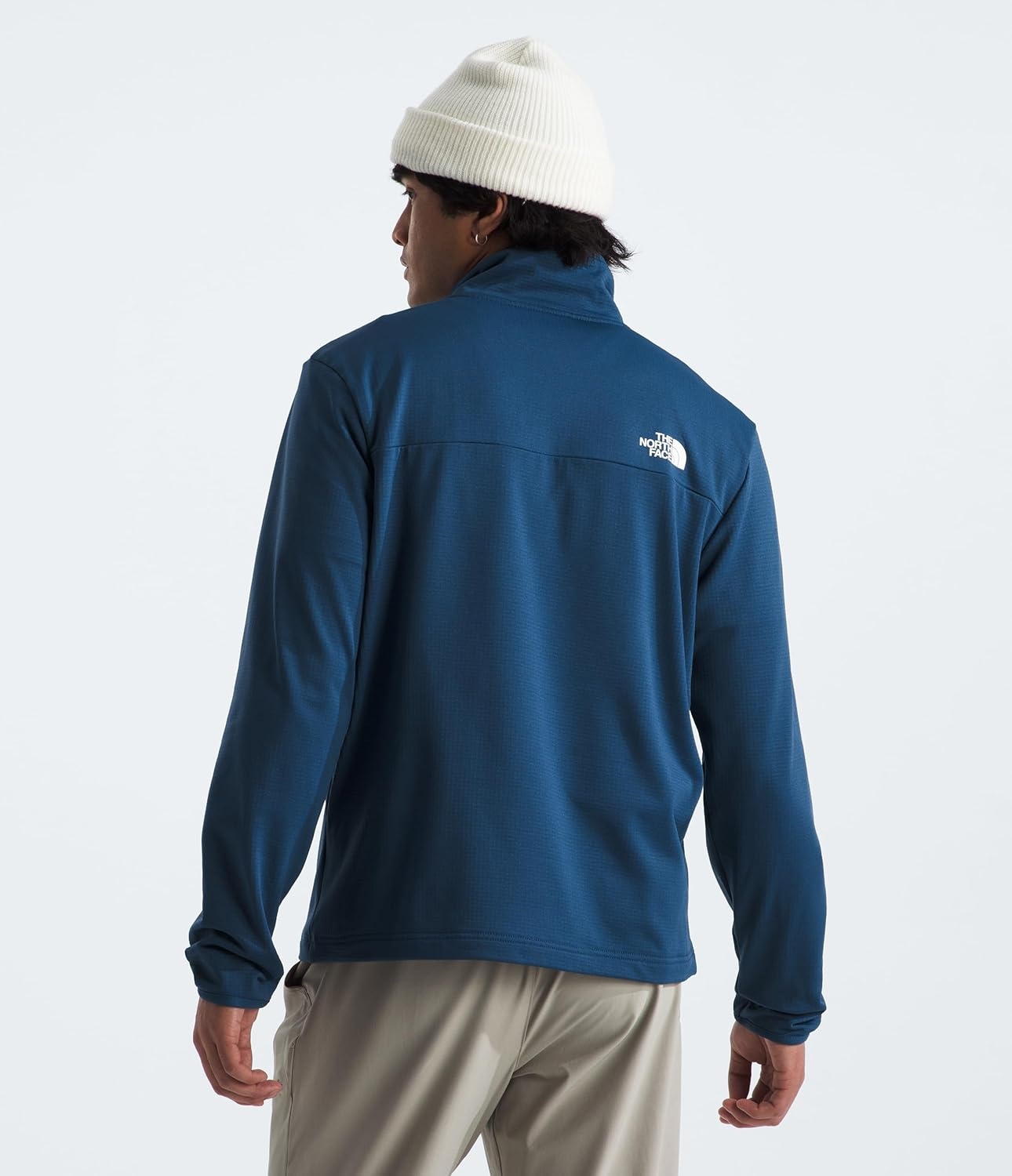 image:imageTHE NORTH FACE mens Cedar Trail Grid Fleece Quarter Zip Jacket Cold Weather Top With Durable Reinforced BindingsShady Blue