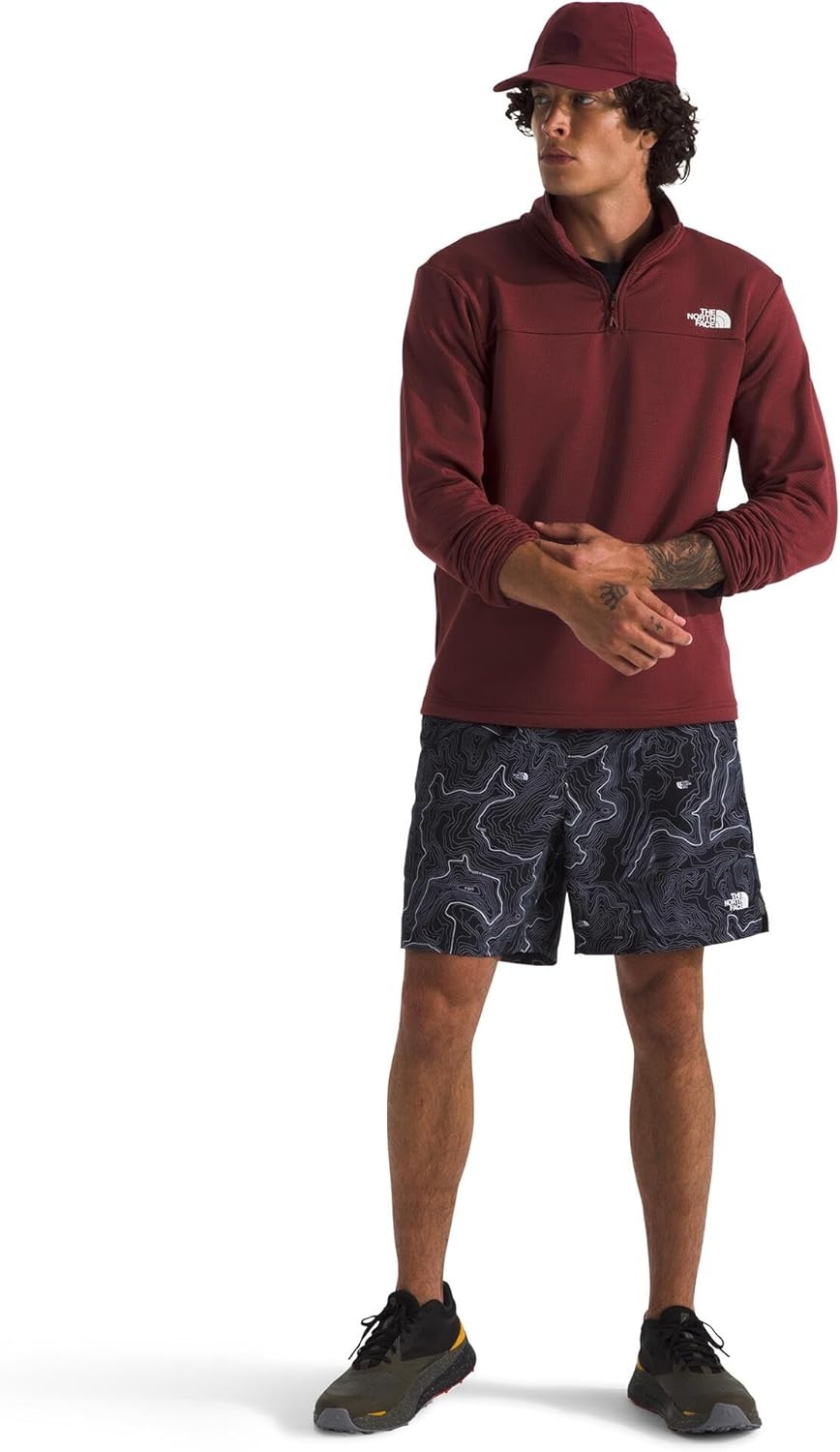 image:imageTHE NORTH FACE mens Cedar Trail Grid Fleece Quarter Zip Jacket Cold Weather Top With Durable Reinforced BindingsSumac