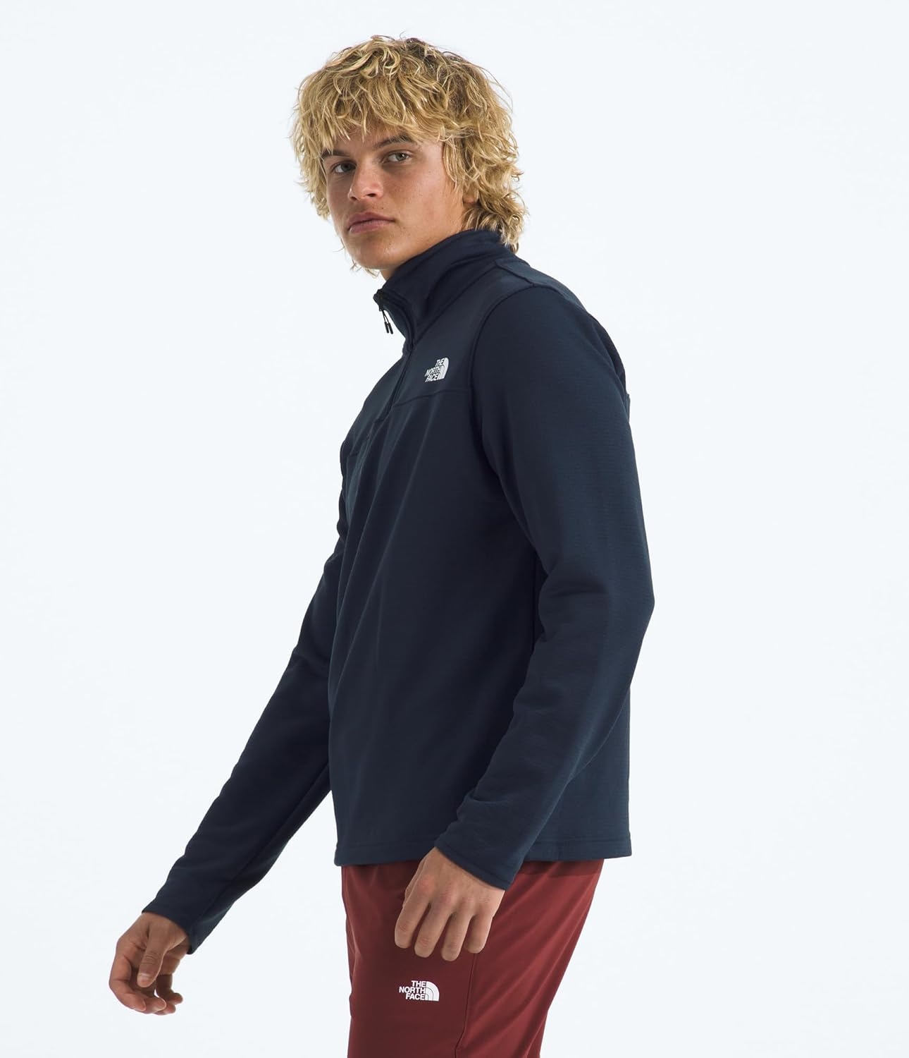 image:imageTHE NORTH FACE mens Cedar Trail Grid Fleece Quarter Zip Jacket Cold Weather Top With Durable Reinforced BindingsSummit Navy
