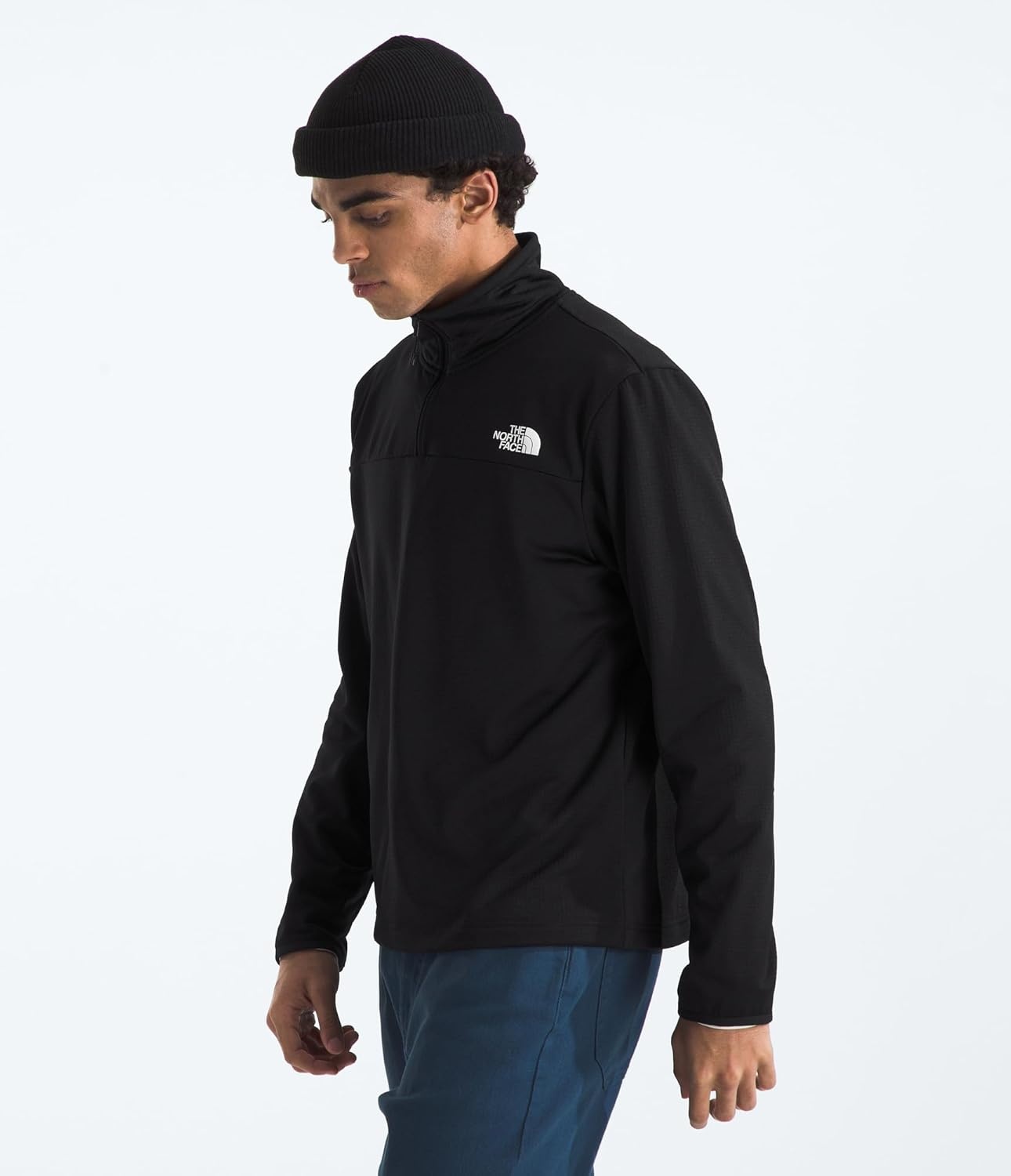 image:imageTHE NORTH FACE mens Cedar Trail Grid Fleece Quarter Zip Jacket Cold Weather Top With Durable Reinforced BindingsTnf Black