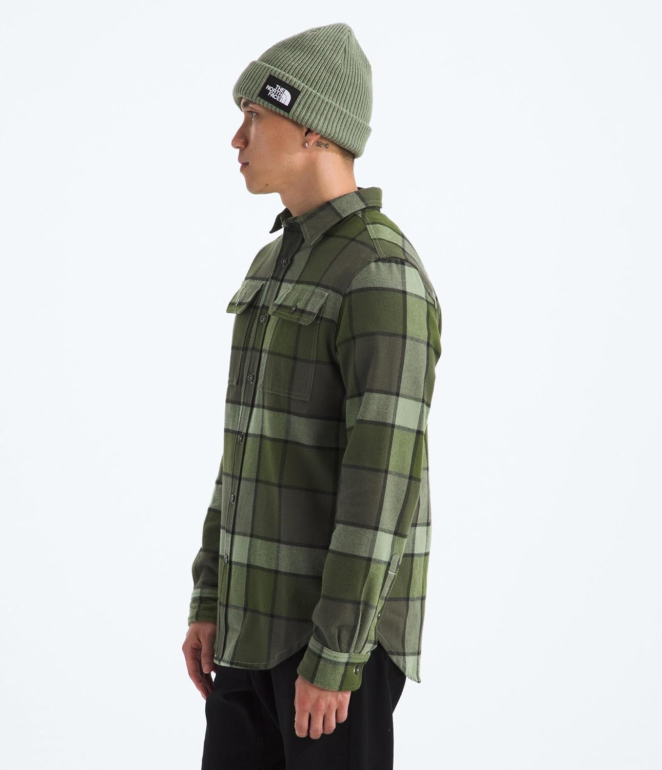image:imageThe North FACE Mens Arroyo LongSleeve Flannel ButtonDown ShirtNew Taupe Green Macro Small Plaid