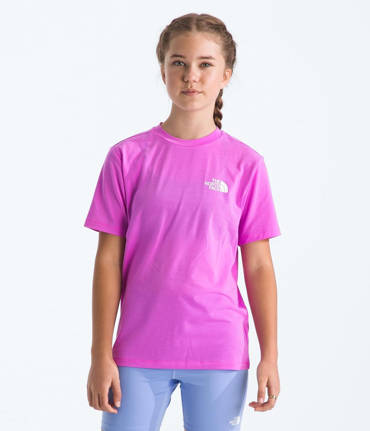 image:imageThe North Face Kids Adventure Wildflower Mountain Short Sleeve Tee Moisture Wicking Shirt Lightweight Set in SleevesViolet Crocus