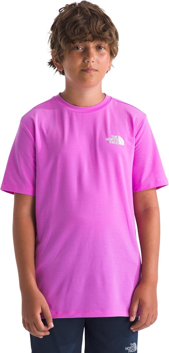 image:imageThe North Face Kids Adventure Wildflower Mountain Short Sleeve Tee Moisture Wicking Shirt Lightweight Set in SleevesViolet Crocus