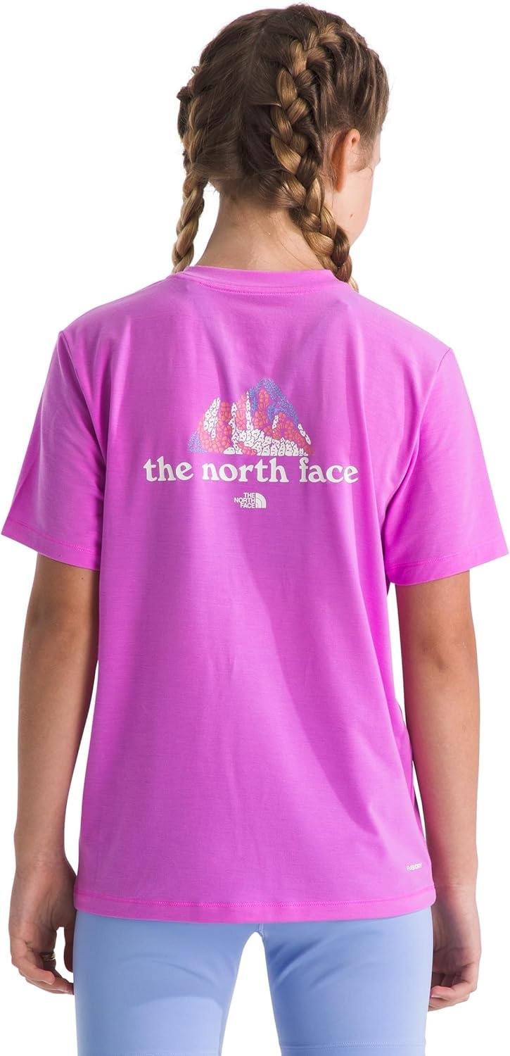 image:imageThe North Face Kids Adventure Wildflower Mountain Short Sleeve Tee Moisture Wicking Shirt Lightweight Set in SleevesViolet Crocus