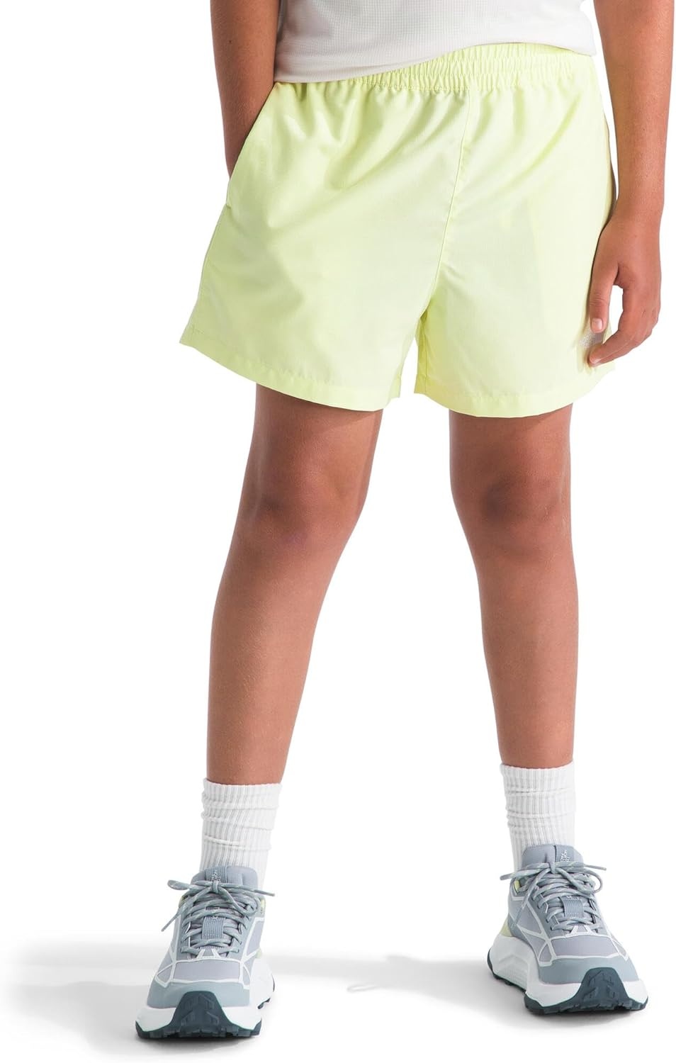 image:imageThe North Face Kids Class V 3 Short Moisture Wicking Elastic Waistband Adjustable Drawcord ColorChanging DesignLemon Mist Logo Weather Topo Phantom Print