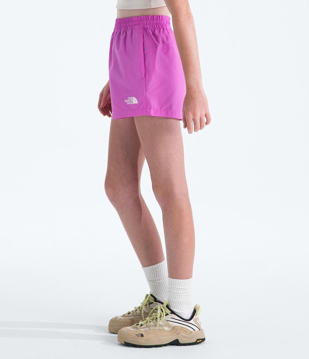 image:imageThe North Face Kids Class V 3 Short  Moisture Wicking Elastic Waistband Adjustable Drawcord ColorChanging DesignViolet Crocus Logo Weather Topo Phantom Print