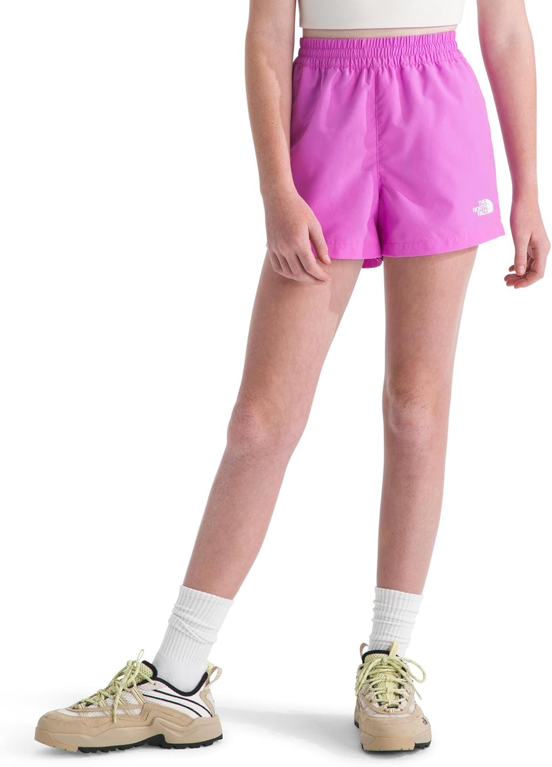 image:imageThe North Face Kids Class V 3 Short  Moisture Wicking Elastic Waistband Adjustable Drawcord ColorChanging DesignViolet Crocus Logo Weather Topo Phantom Print