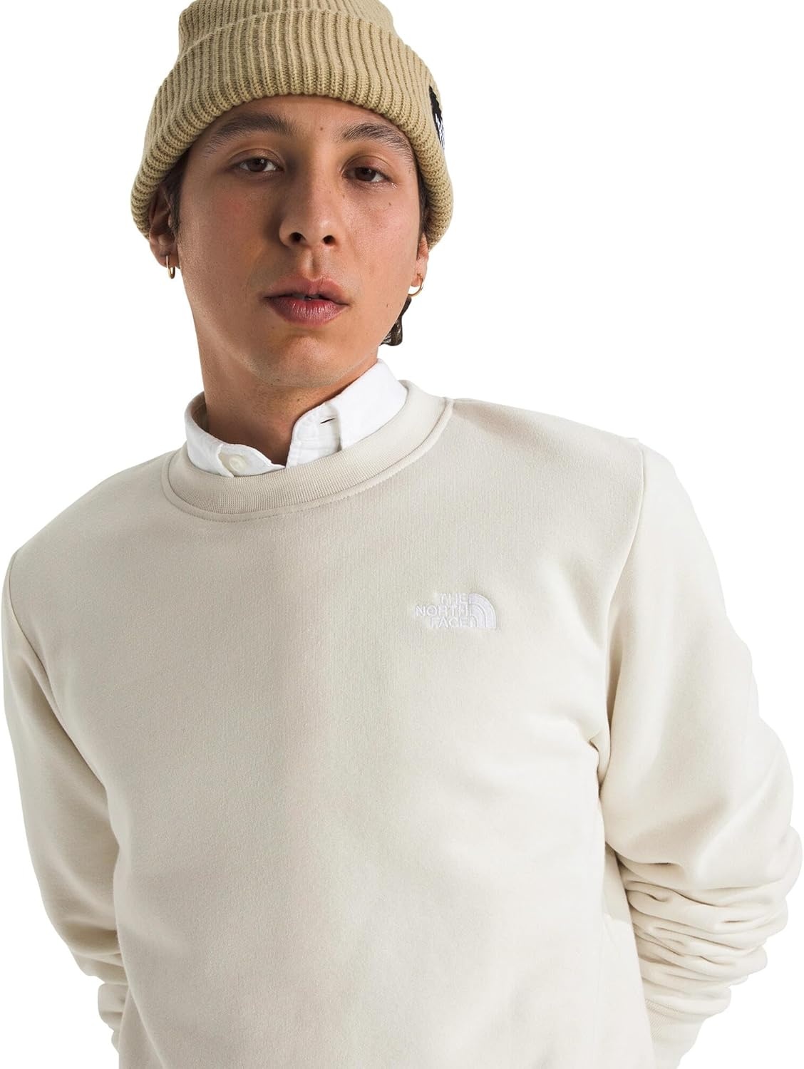 image:imageThe North Face Mens Evolution Simple Dome Crew Ribbed Collar amp Hem Classic LogoWhite Dune