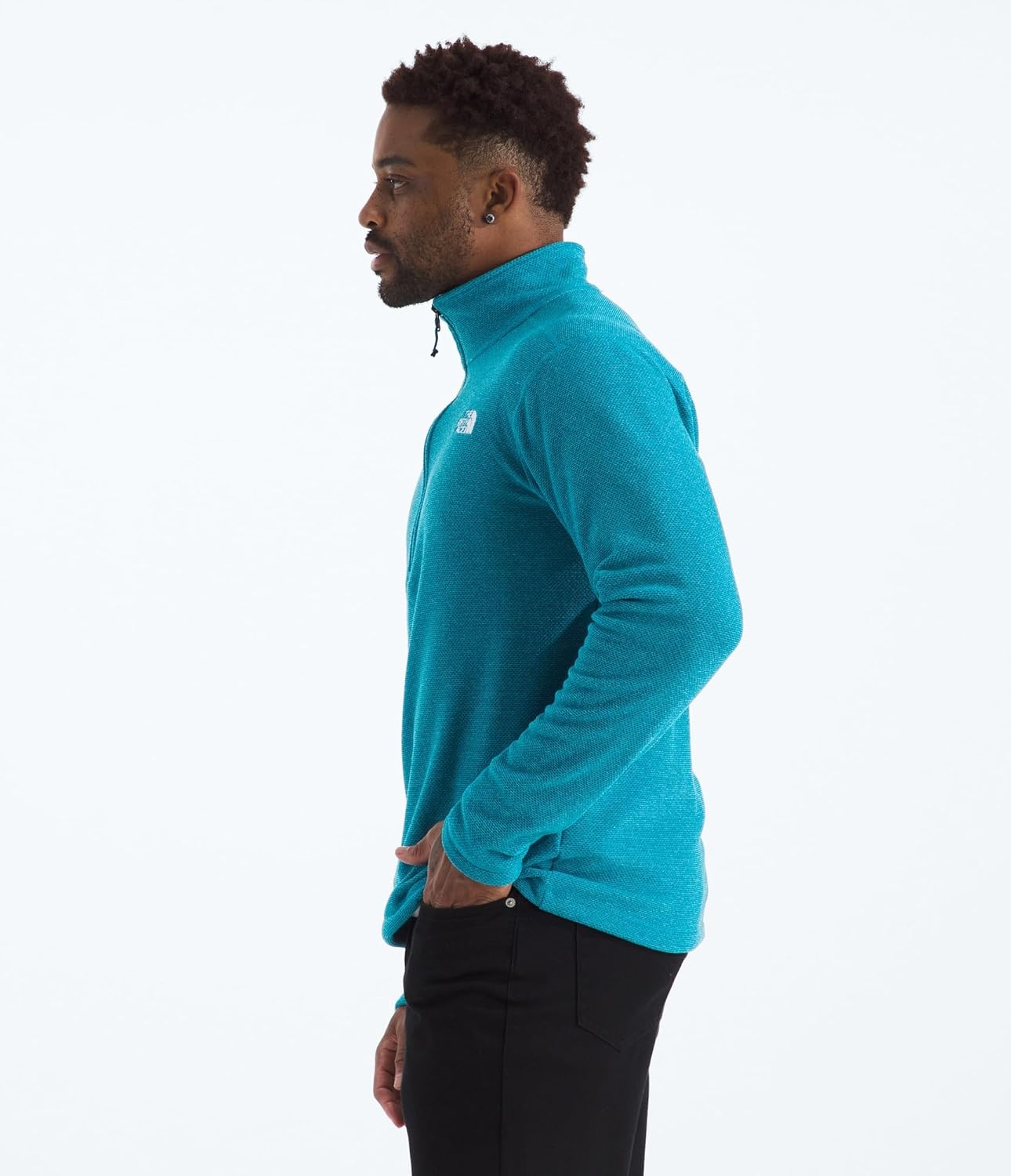 image:imageThe North Face Mens Textured Cap Rock Quarter Zip Pullover 14 Zip Fleece Jacket with a Classic Fit amp Embroidered LogoDusk Blue Heather