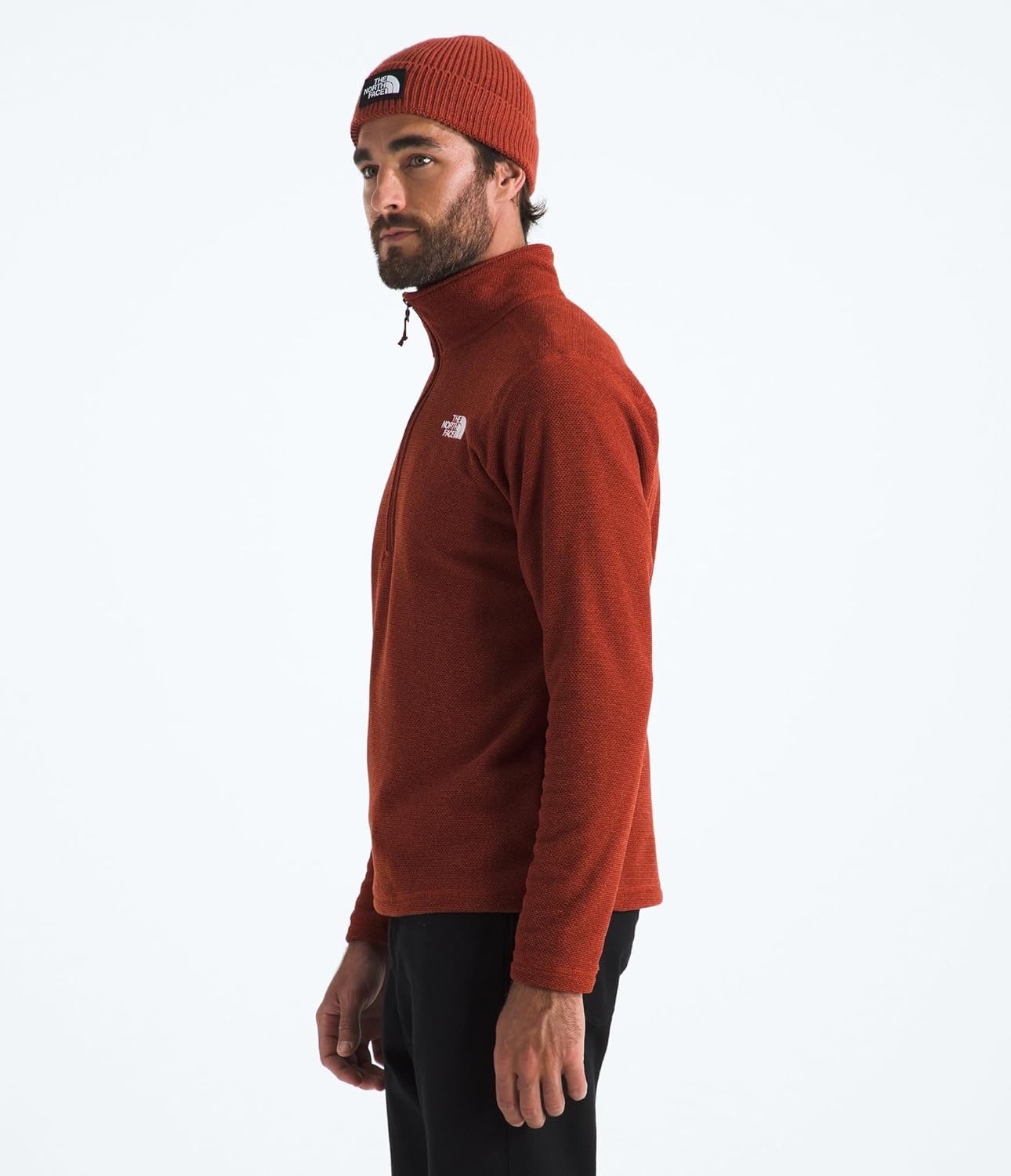 image:imageThe North Face Mens Textured Cap Rock Quarter Zip Pullover 14 Zip Fleece Jacket with a Classic Fit amp Embroidered LogoIron Clay Heather