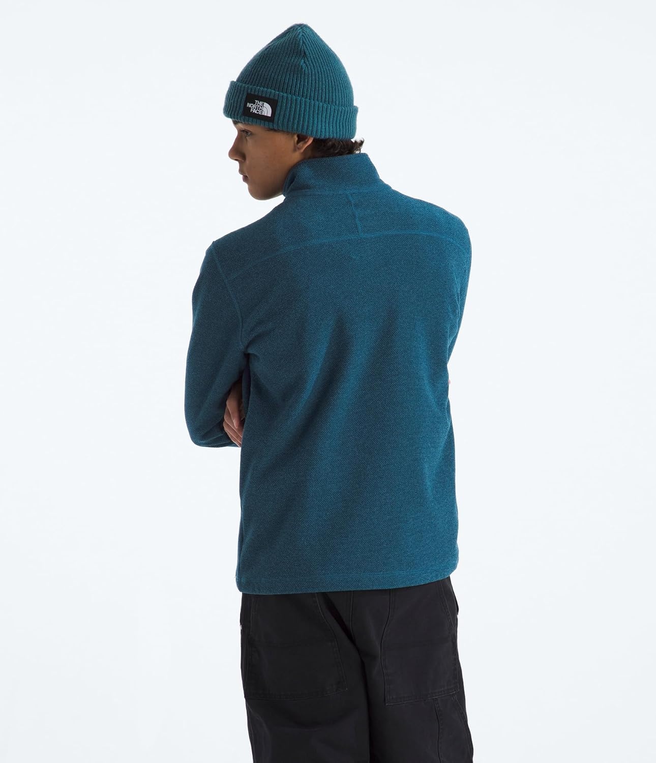 image:imageThe North Face Mens Textured Cap Rock Quarter Zip Pullover 14 Zip Fleece Jacket with a Classic Fit amp Embroidered LogoShady Blue Heather