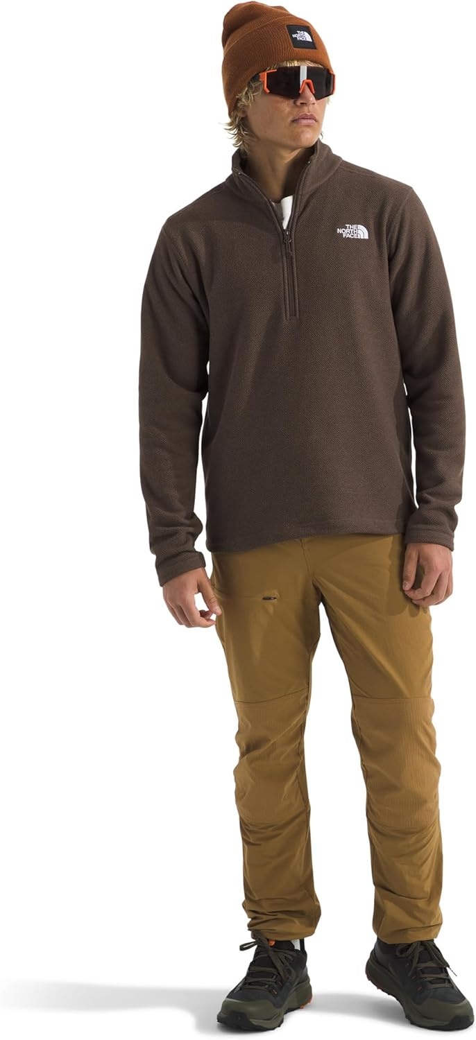 image:imageThe North Face Mens Textured Cap Rock Quarter Zip Pullover 14 Zip Fleece Jacket with a Classic Fit amp Embroidered LogoSmokey Brown Heather