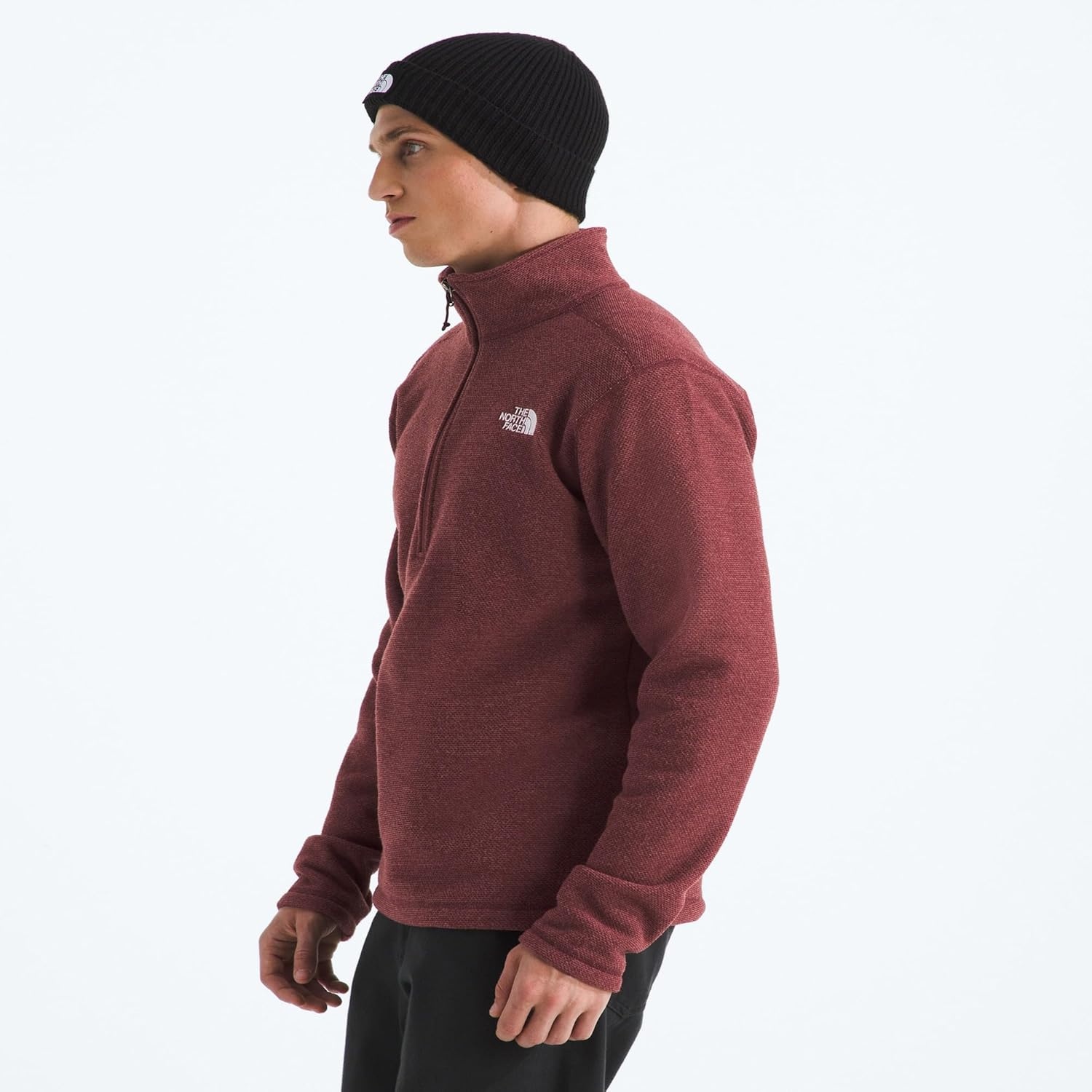 image:imageThe North Face Mens Textured Cap Rock Quarter Zip Pullover 14 Zip Fleece Jacket with a Classic Fit amp Embroidered LogoSumac Heather