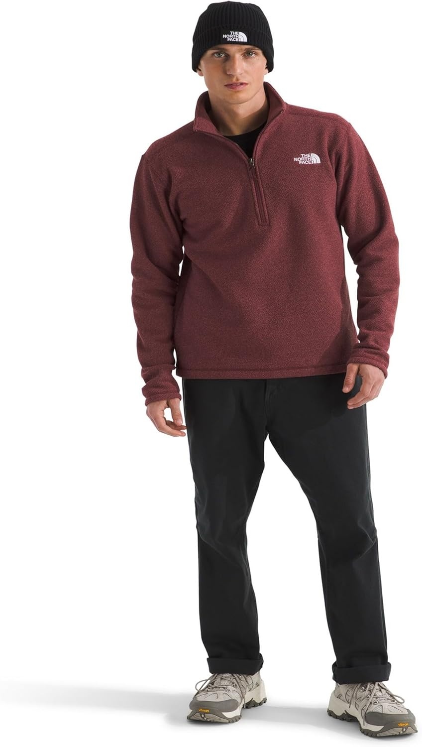 image:imageThe North Face Mens Textured Cap Rock Quarter Zip Pullover 14 Zip Fleece Jacket with a Classic Fit amp Embroidered LogoSumac Heather