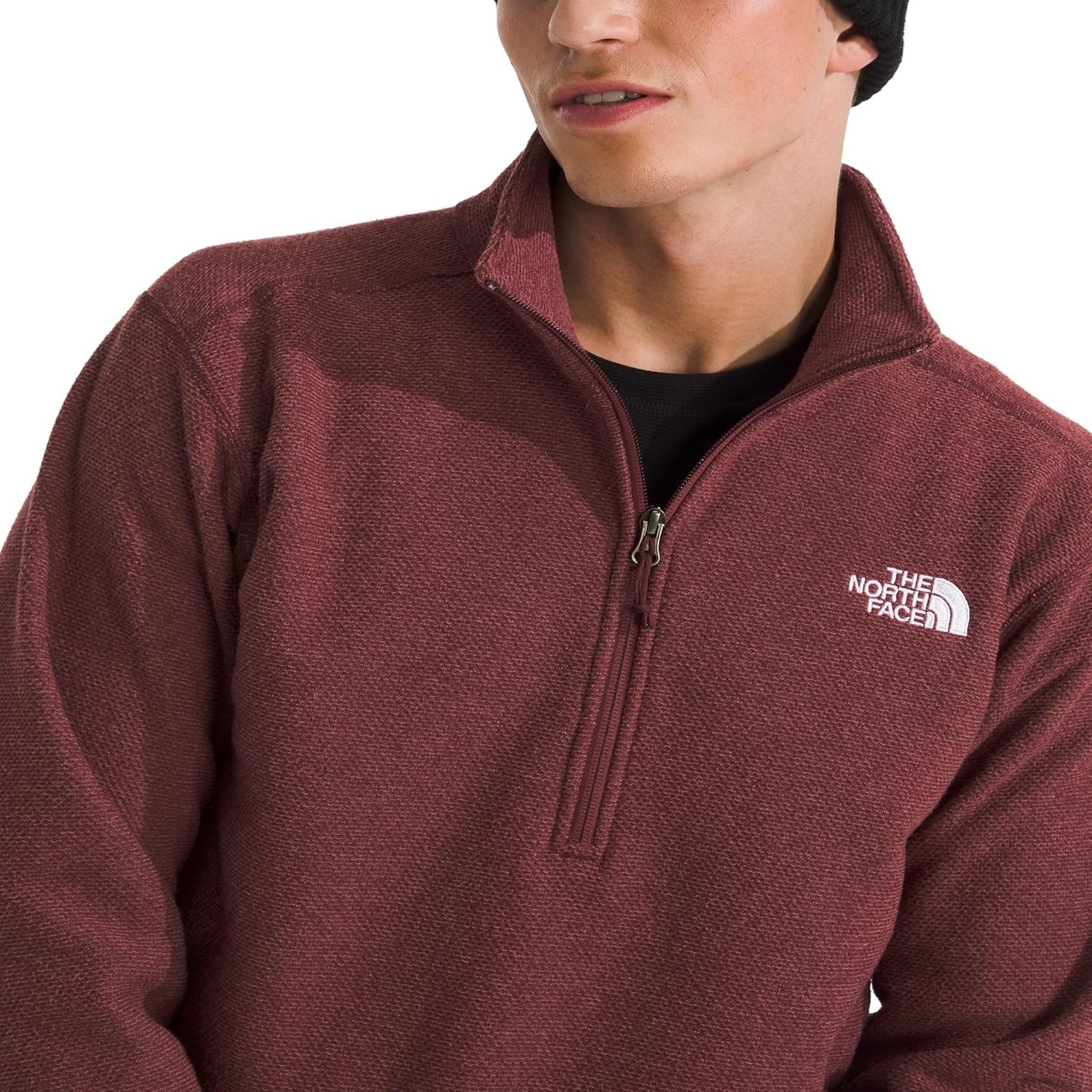image:imageThe North Face Mens Textured Cap Rock Quarter Zip Pullover 14 Zip Fleece Jacket with a Classic Fit amp Embroidered LogoSumac Heather