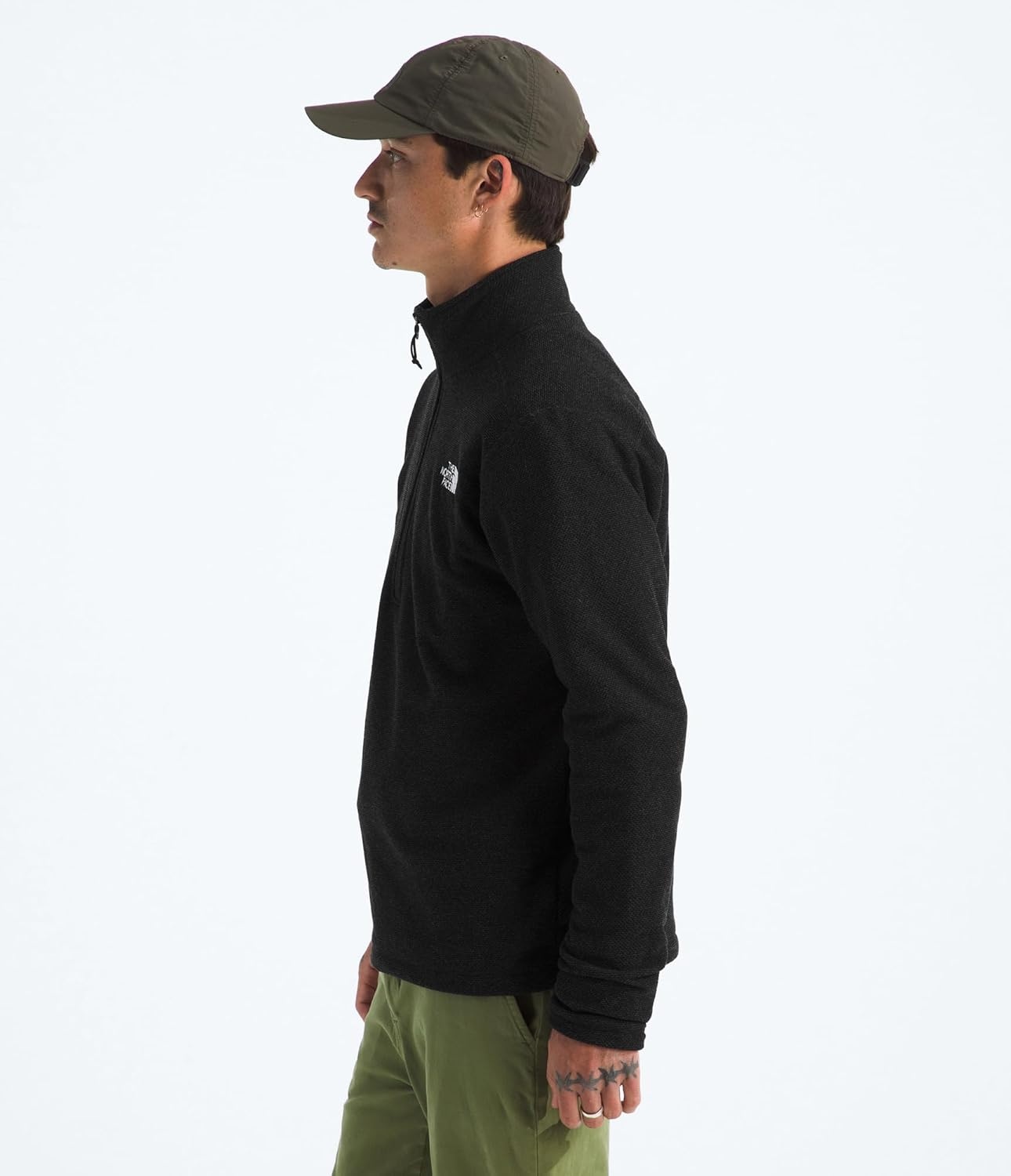 image:imageThe North Face Mens Textured Cap Rock Quarter Zip Pullover 14 Zip Fleece Jacket with a Classic Fit amp Embroidered LogoTnf Black Heather