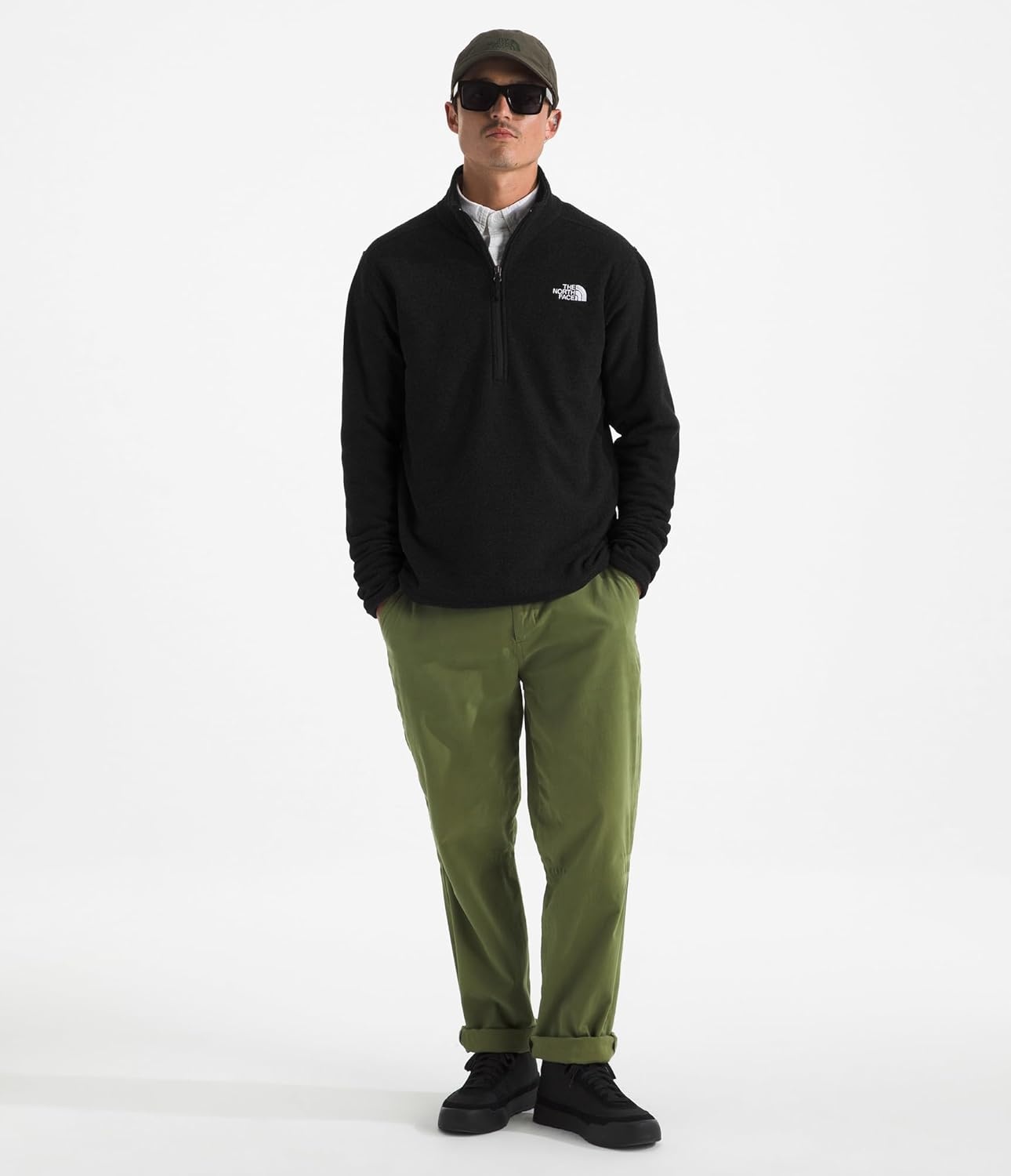 image:imageThe North Face Mens Textured Cap Rock Quarter Zip Pullover 14 Zip Fleece Jacket with a Classic Fit amp Embroidered LogoTnf Black Heather
