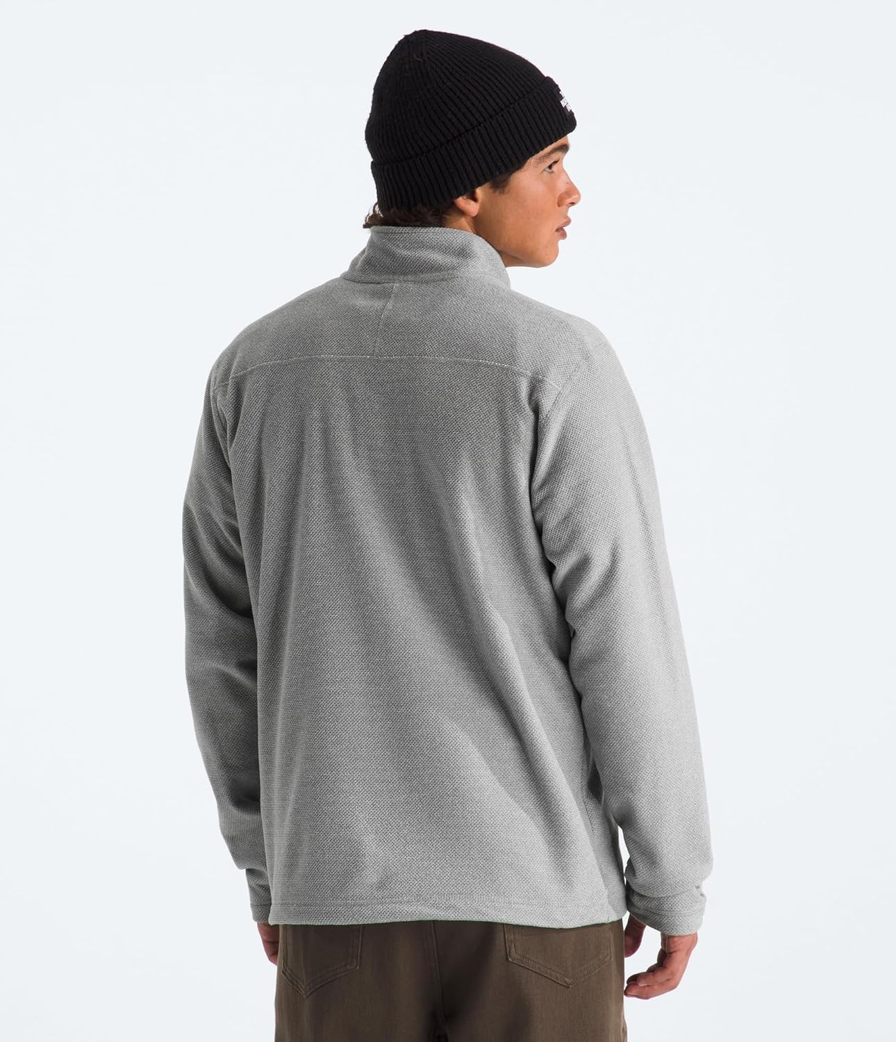 image:imageThe North Face Mens Textured Cap Rock Quarter Zip Pullover 14 Zip Fleece Jacket with a Classic Fit amp Embroidered LogoTnf Light Grey Heather