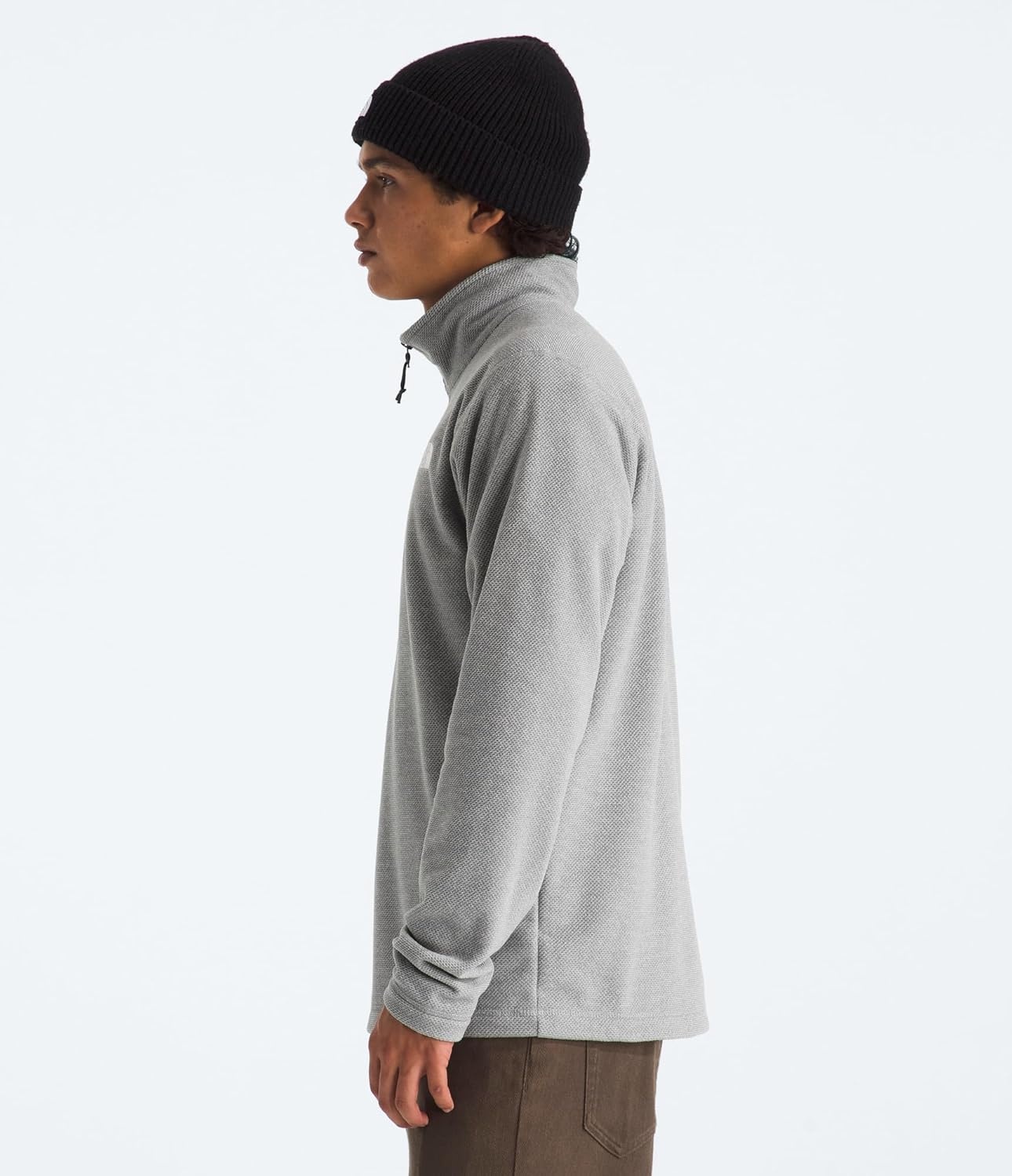 image:imageThe North Face Mens Textured Cap Rock Quarter Zip Pullover 14 Zip Fleece Jacket with a Classic Fit amp Embroidered LogoTnf Light Grey Heather