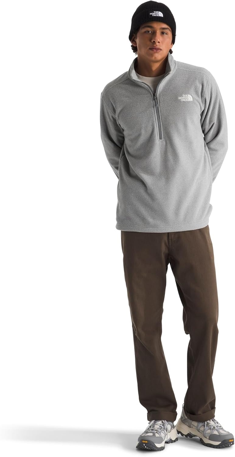 image:imageThe North Face Mens Textured Cap Rock Quarter Zip Pullover 14 Zip Fleece Jacket with a Classic Fit amp Embroidered LogoTnf Light Grey Heather