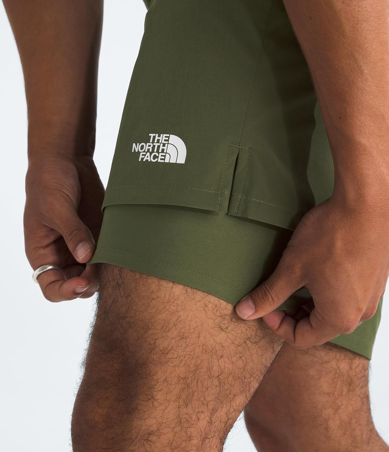 image:imageThe North Face Mens Wander 2in1 Short 7 Moisture Wicking Water Repellent Finish Stretch Waistband Hand PocketsWoodland Green