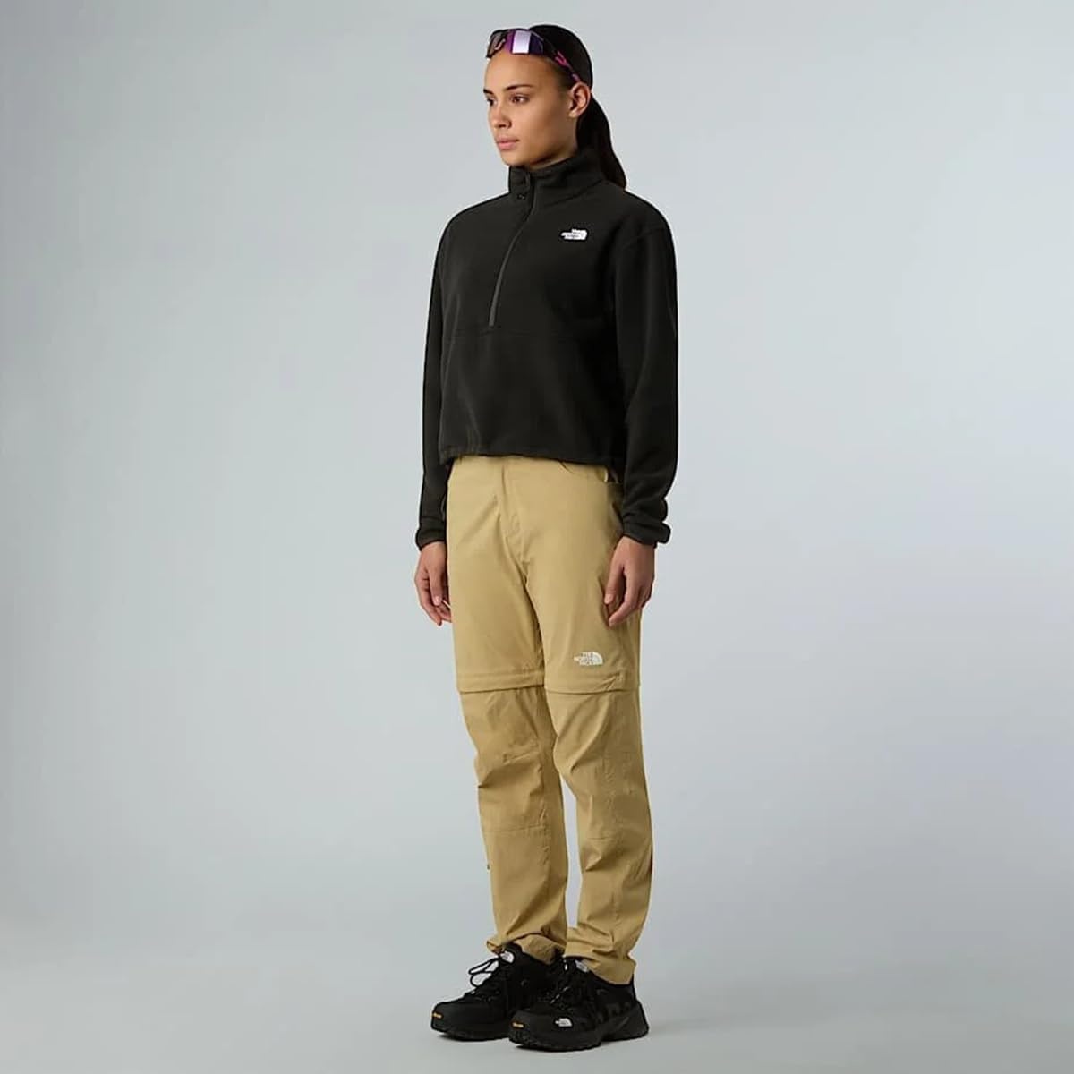 image:imageThe North Face Womens Glacier Fleece Half Zip Short Jacket 12 Zip Pullover Jacket Zip Pockets Stretch FabricTnf Black