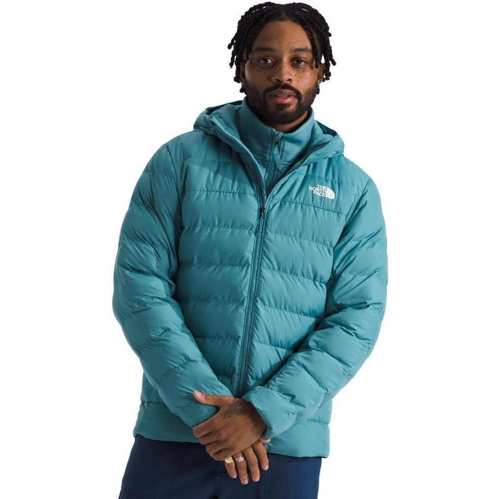 image:imageTHE NORTH FACE Mens Aconcagua 3 Hooded Jacket Insulated Wind amp Water Resistant Attached 3 Piece Hood With Cinch CordAlgae Blue