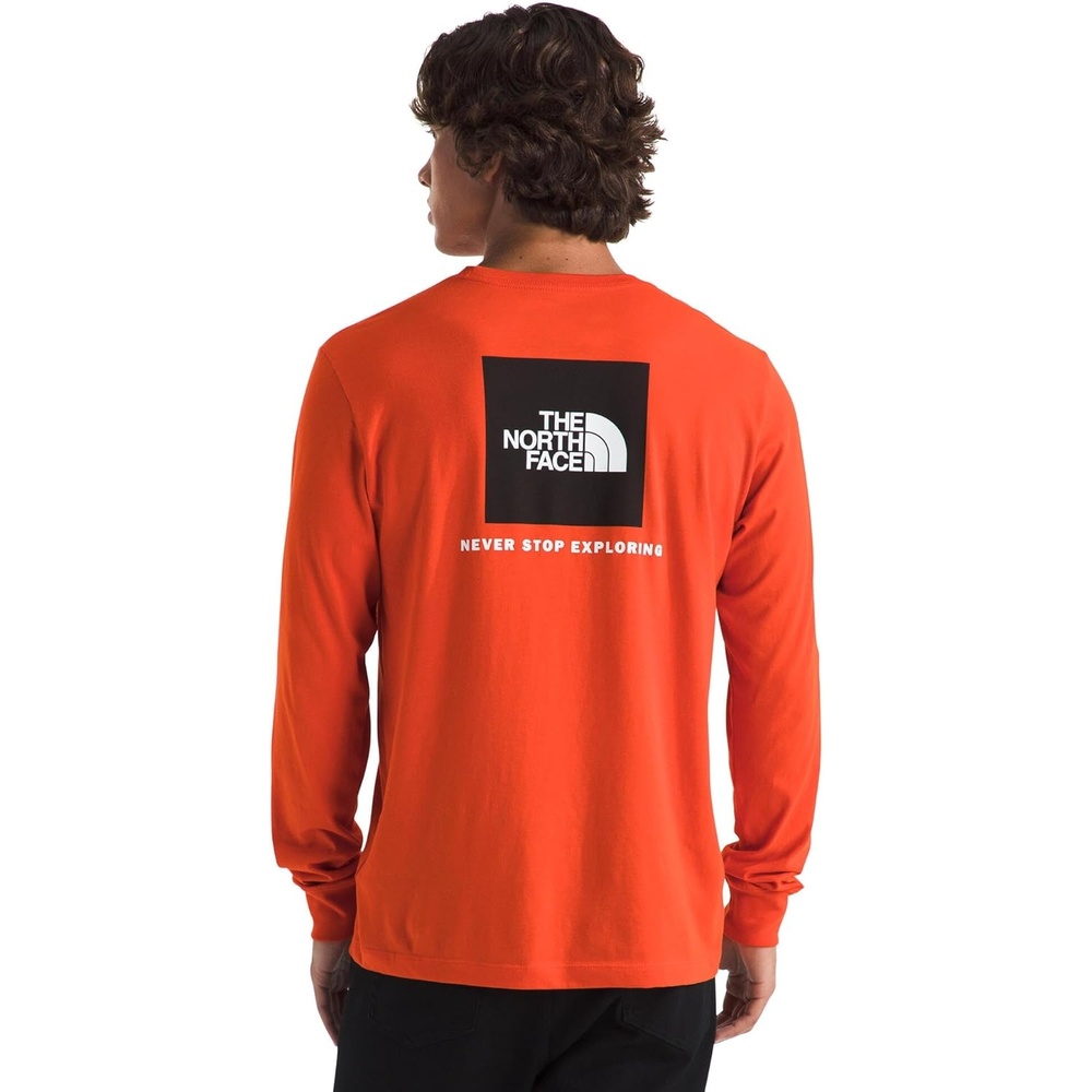 image:imageTHE NORTH FACE Mens Core Box Long Sleeve NSE Tee Tshirt With Ribbed Collar amp Cuffs for DurabilityLava Red