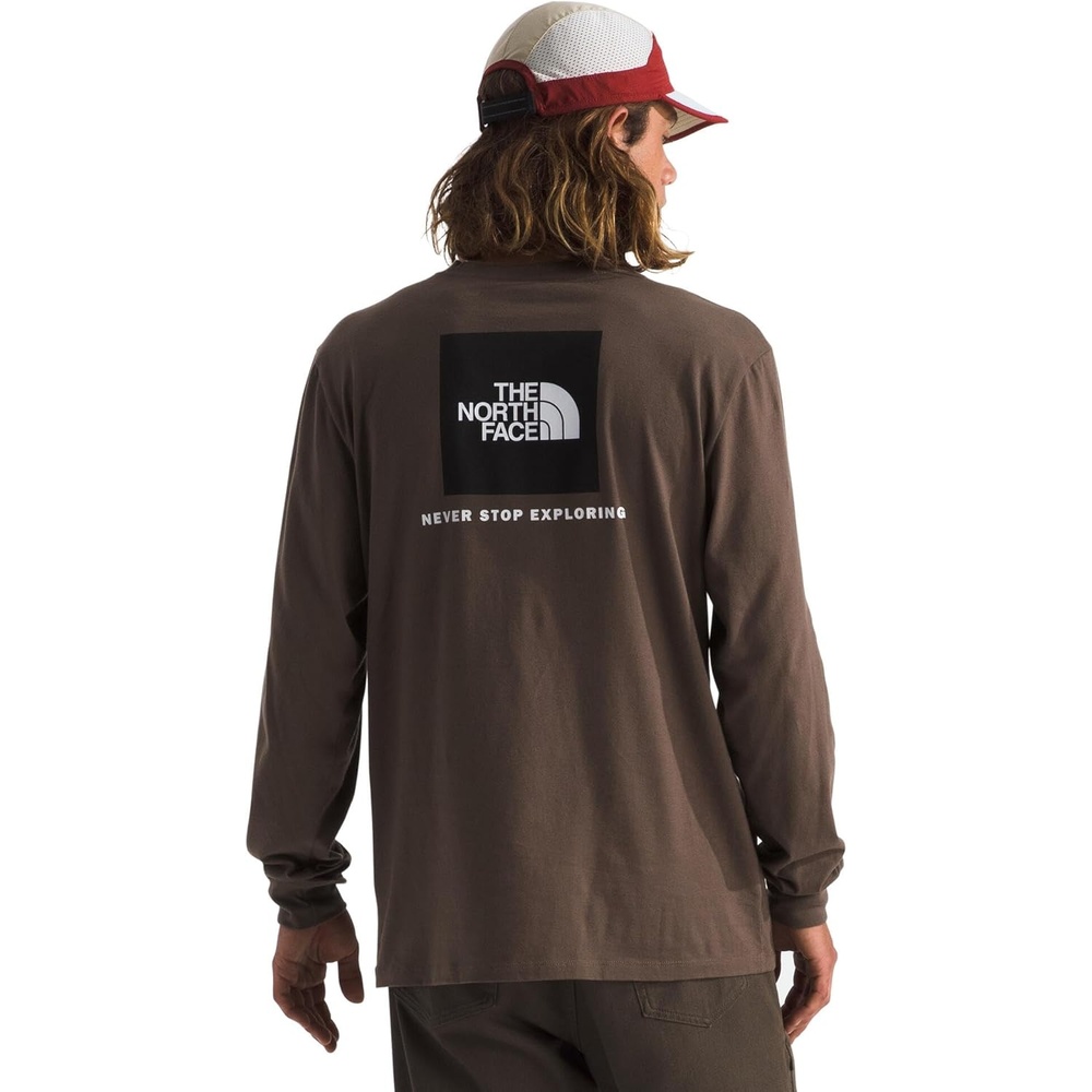 image:imageTHE NORTH FACE Mens Core Box Long Sleeve NSE Tee Tshirt With Ribbed Collar amp Cuffs for DurabilitySmokey Brown