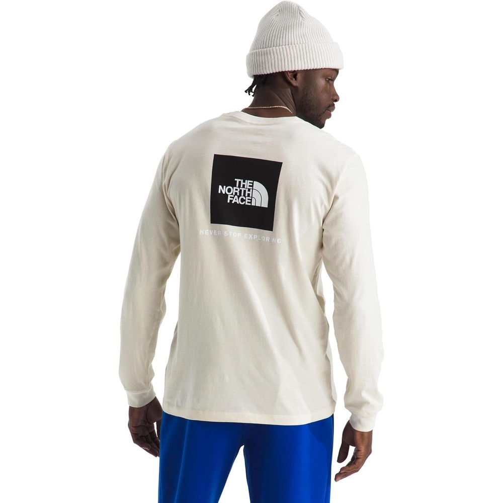 image:imageTHE NORTH FACE Mens Core Box Long Sleeve NSE Tee Tshirt With Ribbed Collar amp Cuffs for DurabilityWhite Dune