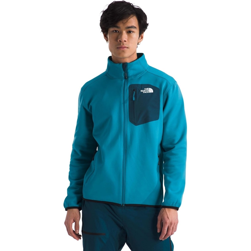image:imageTHE NORTH FACE Mens Crest Full Zip Jacket Water Repellent Fleece Coat Double Layer Stand Collar amp Zip Hand PocketsAlkaline BlueMidnight Petrol