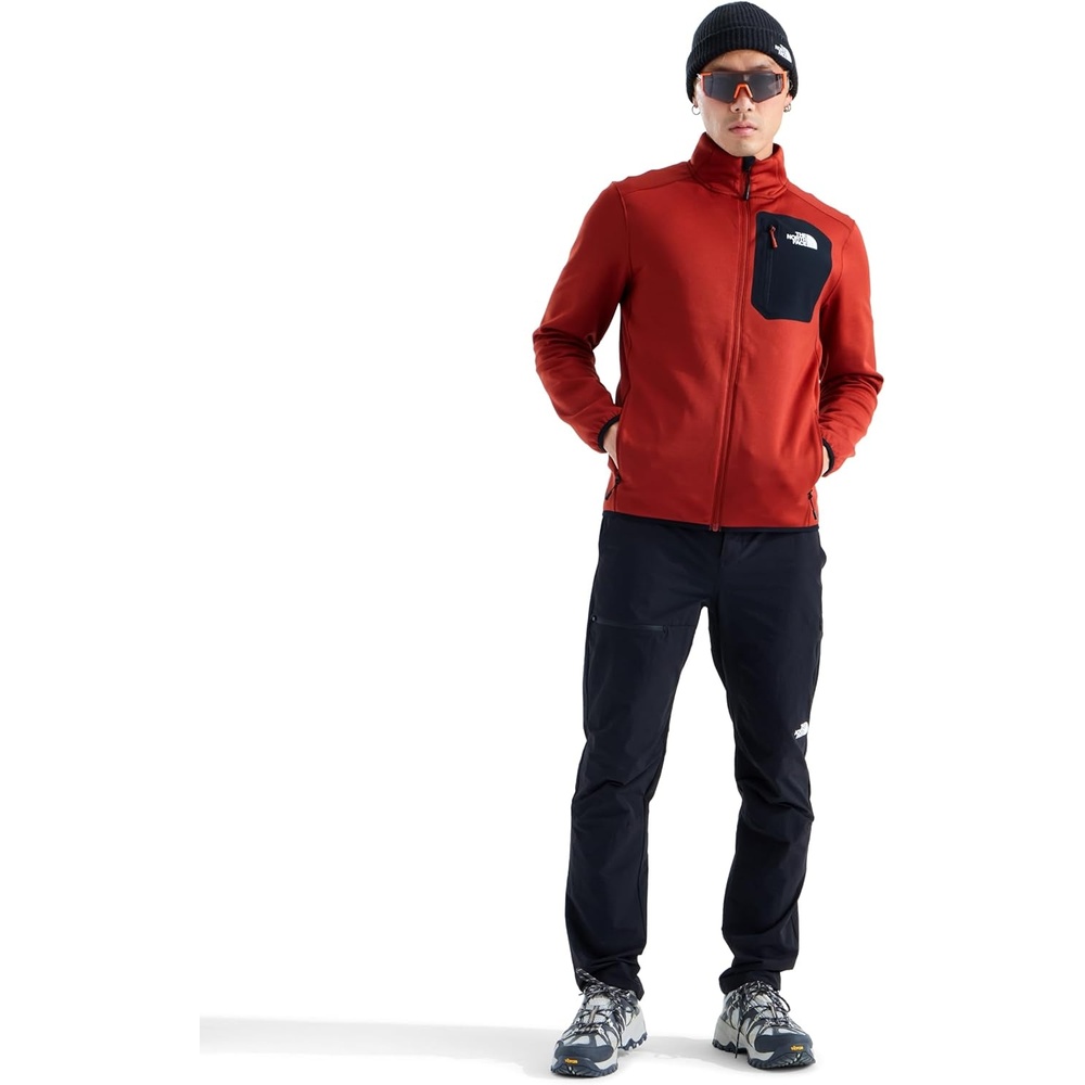 image:imageTHE NORTH FACE Mens Crest Full Zip Jacket Water Repellent Fleece Coat Double Layer Stand Collar amp Zip Hand PocketsIron ClayTnf Black